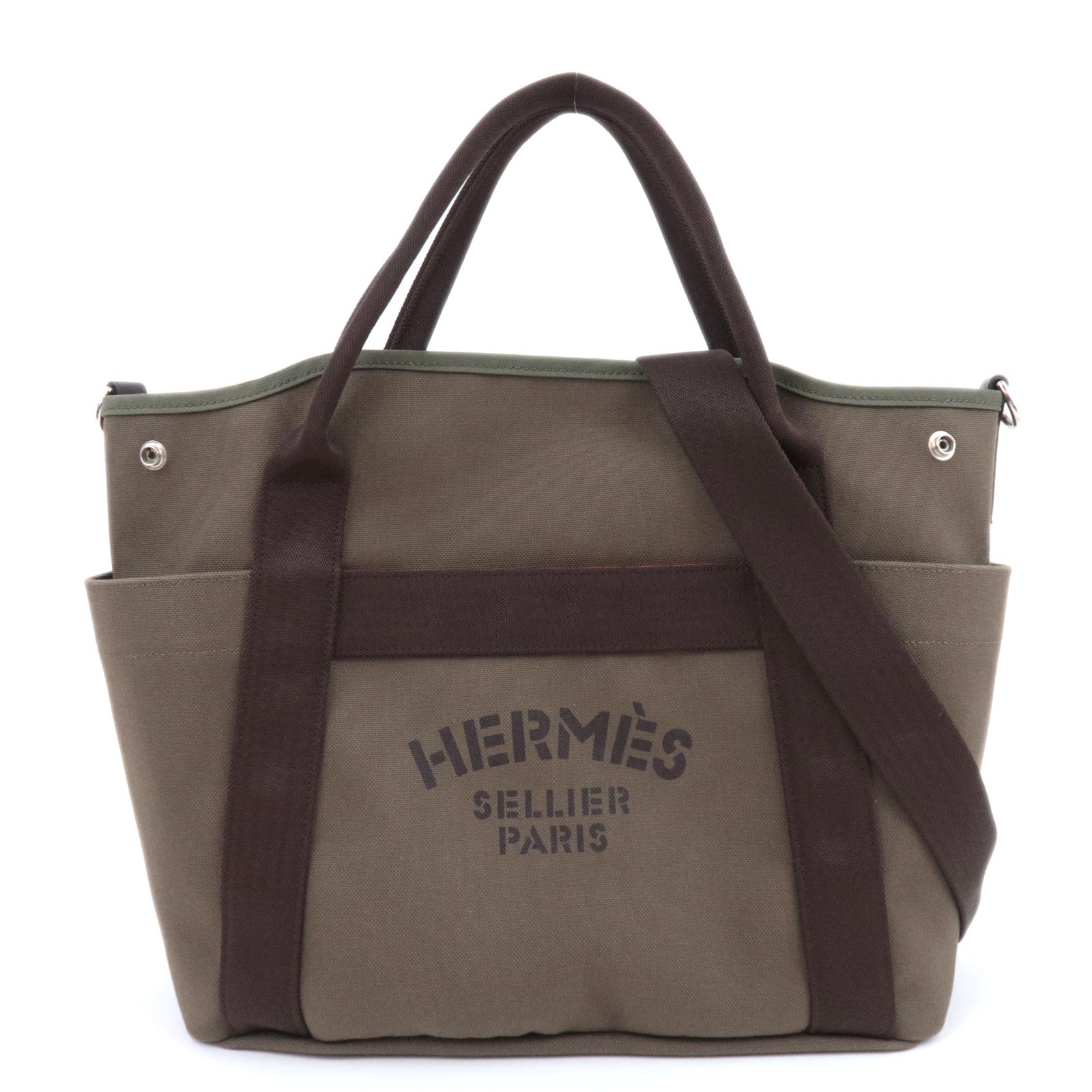 HERMES Sac De Pansage Groom Bag A Stamp (2017) Khaki 91463