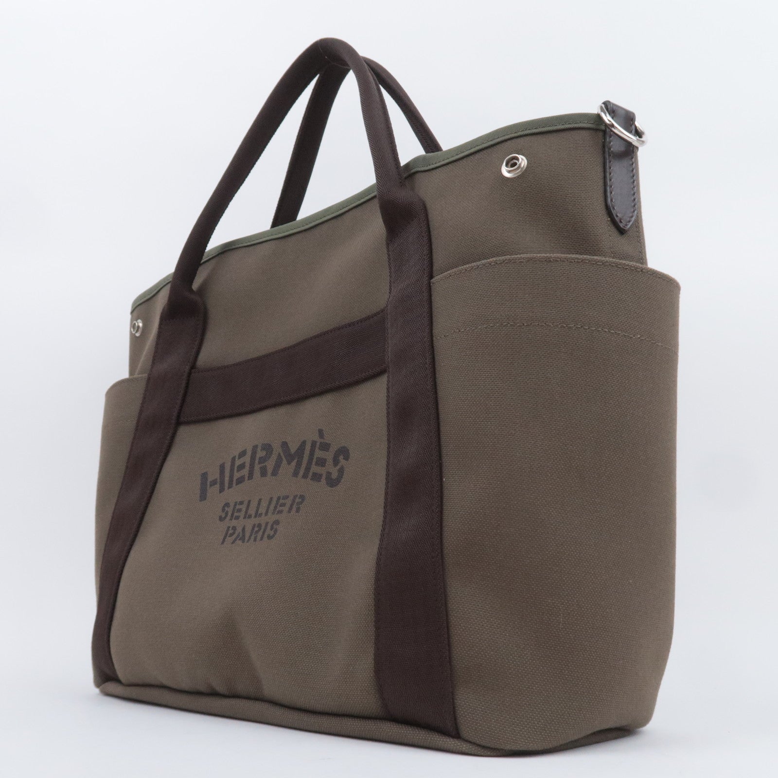 HERMES Sac De Pansage Groom Bag A Stamp (2017) Khaki