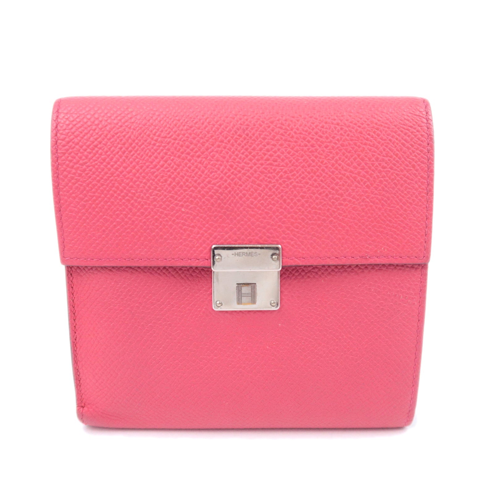 HERMES Click 12 Wallet A Stamp (2017) Epsom Rose Extreme91506