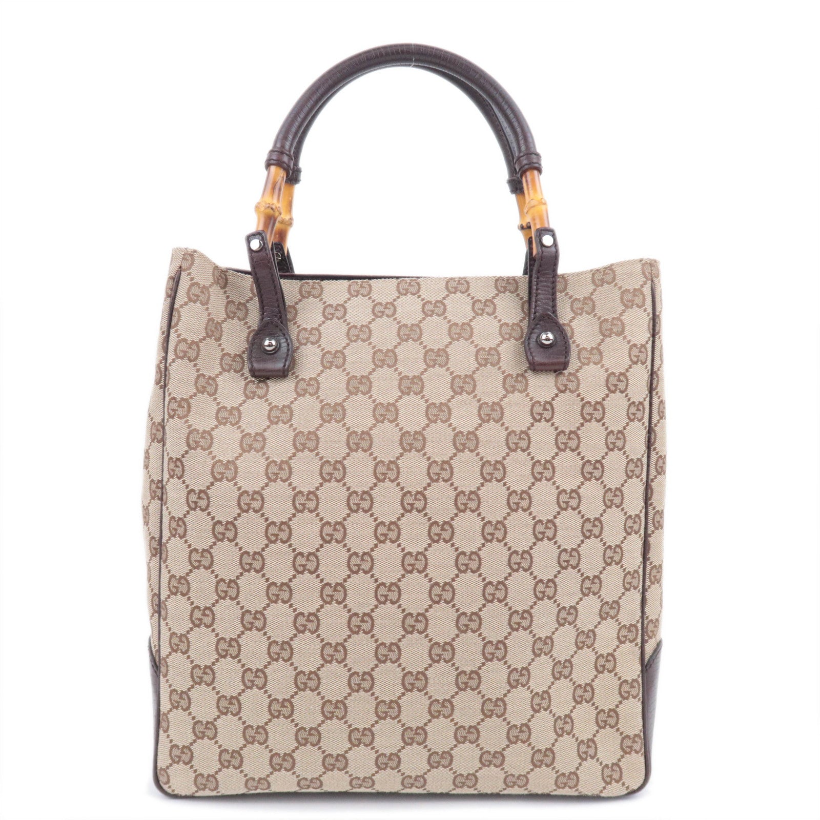 GUCCI Bamboo Tote Bag GG Canvas Brown 11253091540
