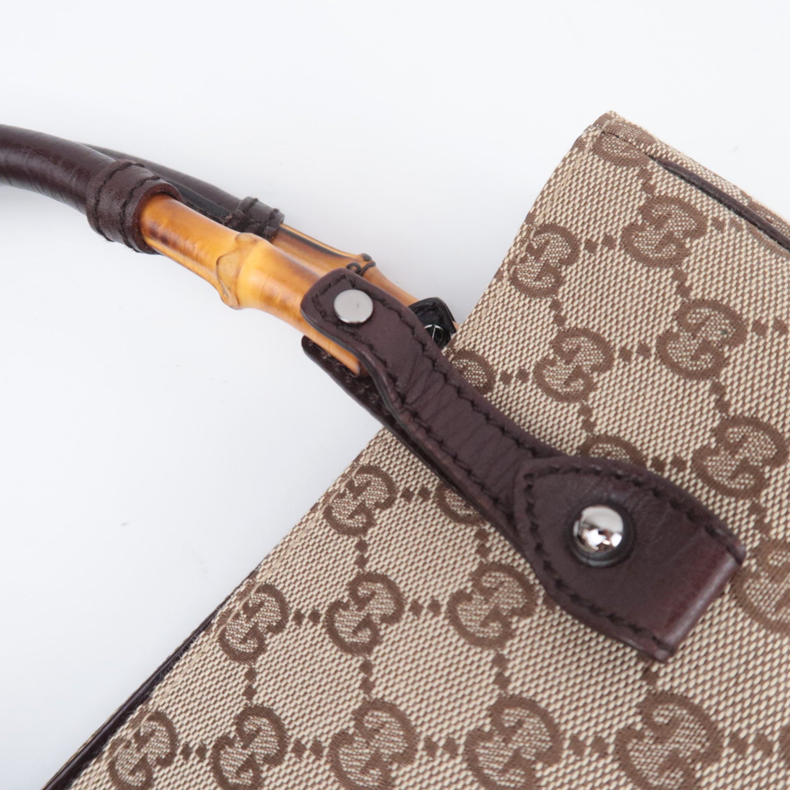 GUCCI Bamboo Tote Bag GG Canvas Brown 112530
