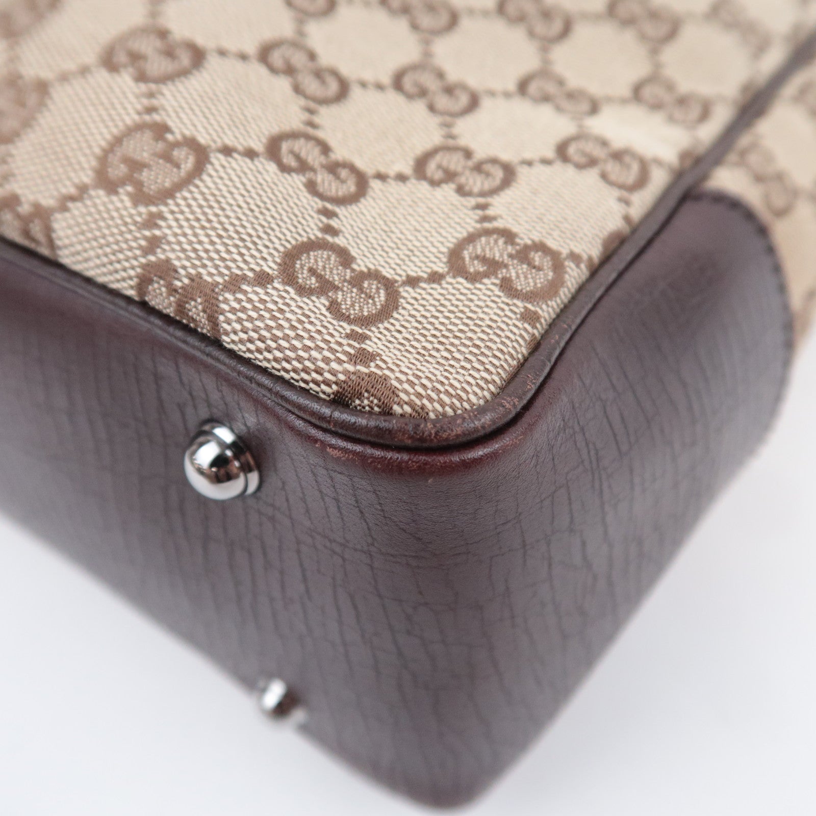 GUCCI Bamboo Tote Bag GG Canvas Brown 112530