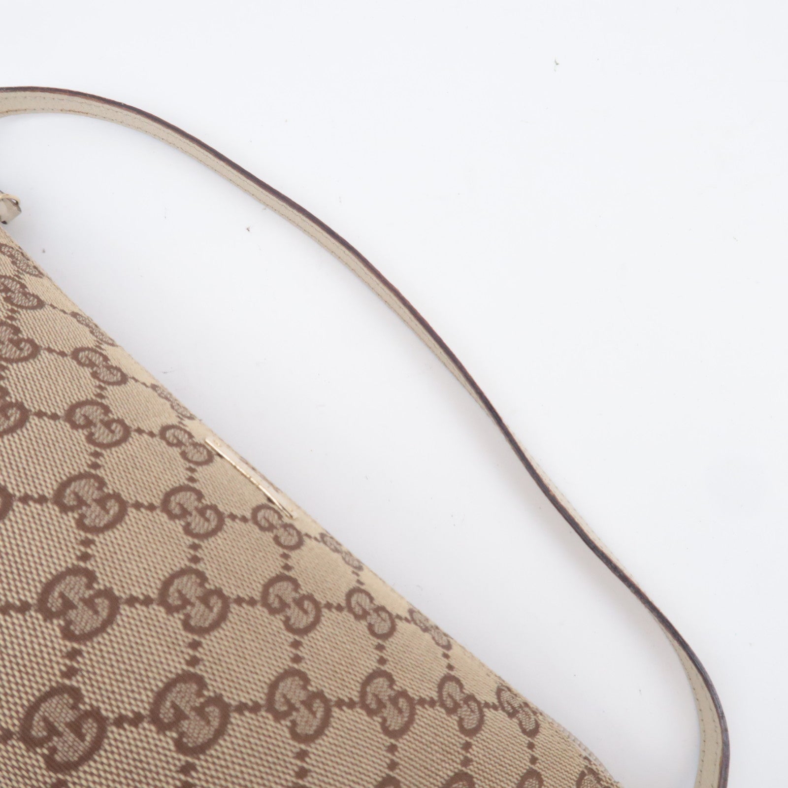 GUCCI Boat Bag GG Canvas Handbag Beige White 07193