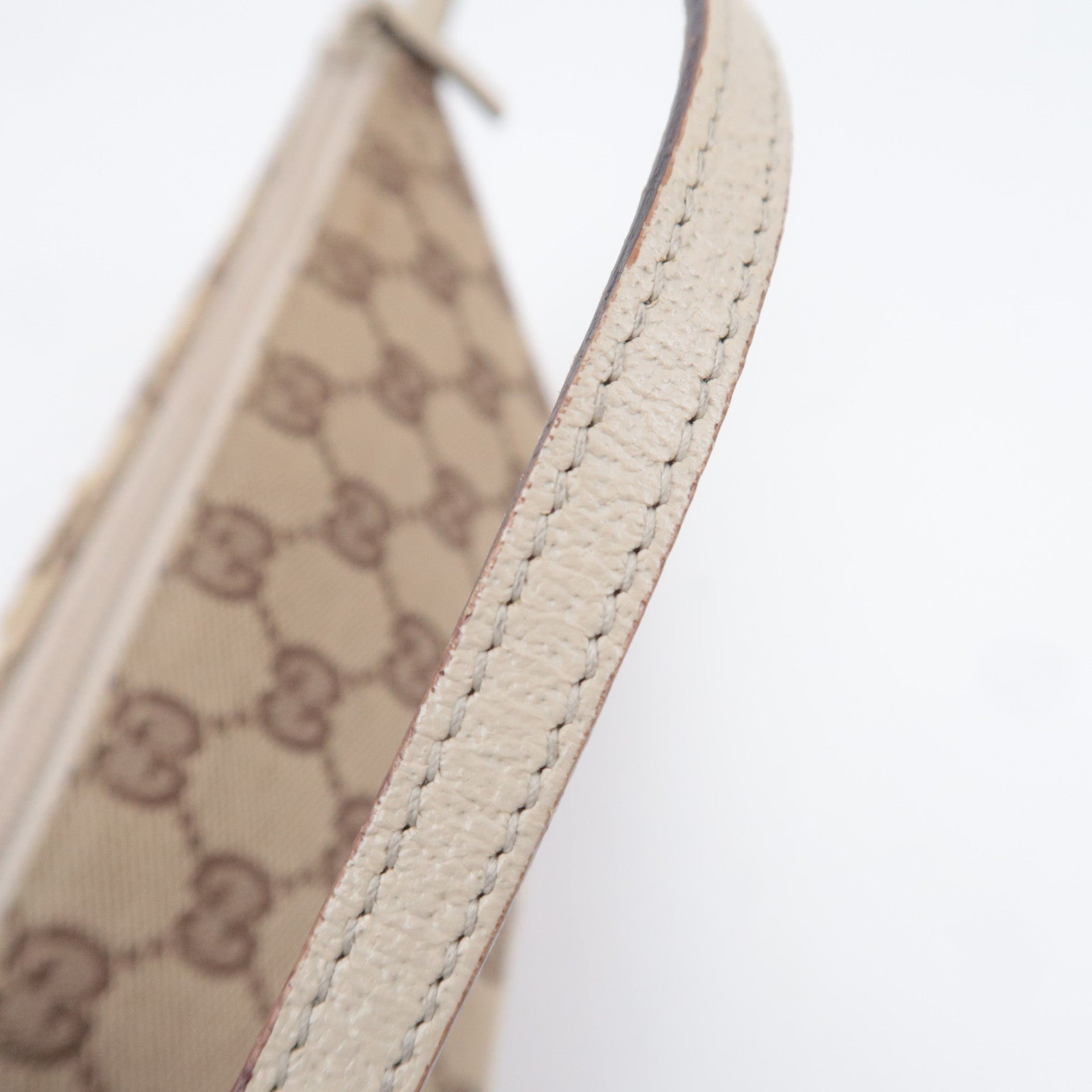 GUCCI Boat Bag GG Canvas Handbag Beige White 07193