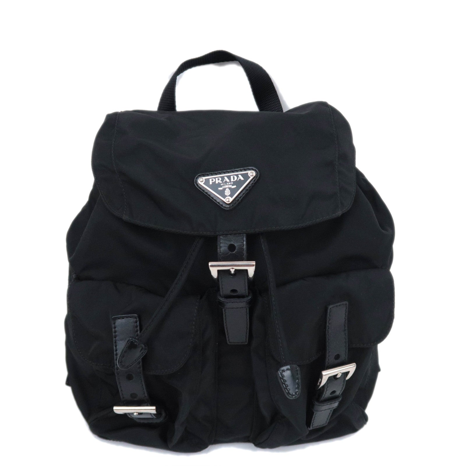 PRADA Backpack Nylon Leather Black91543