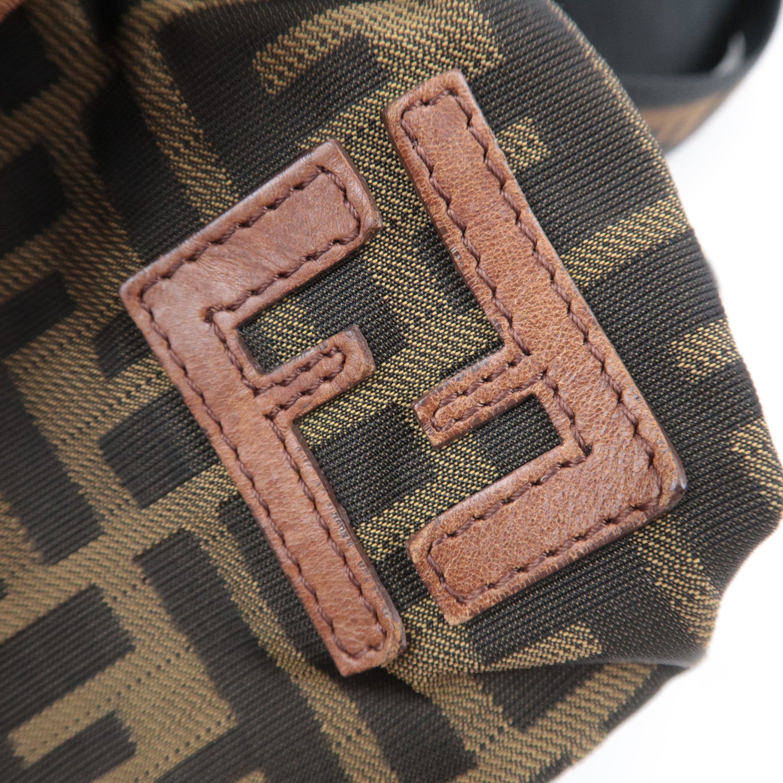 FENDI Zucca Backpack Canvas Leather Khaki 7VZ001