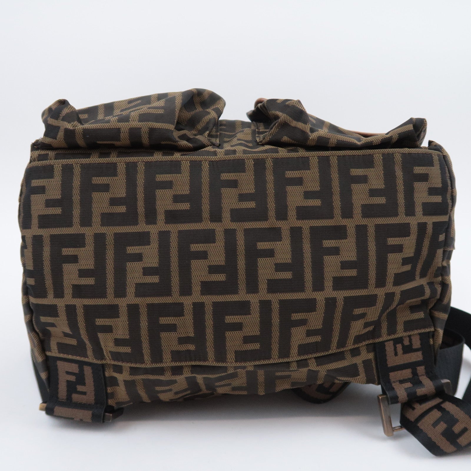FENDI Zucca Backpack Canvas Leather Khaki 7VZ001