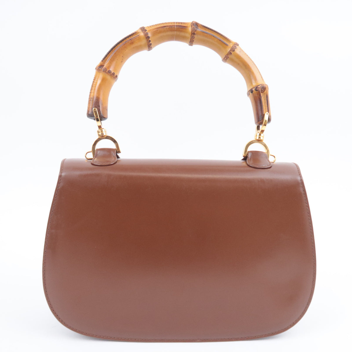 GUCCI Bamboo Leather Handbag Brown 000.2046.0633