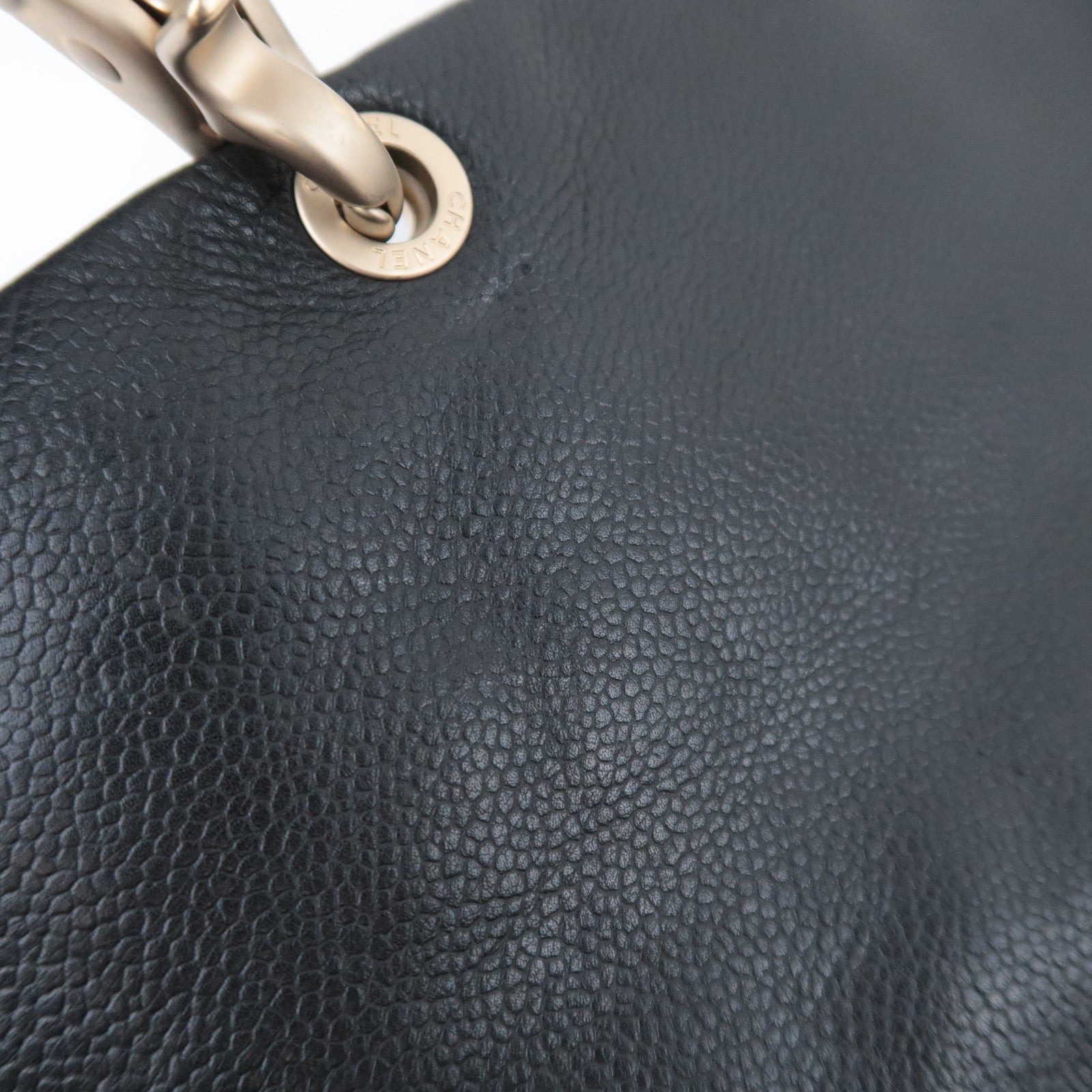 CHANEL Coco Mark Handbag Caviarskin Black