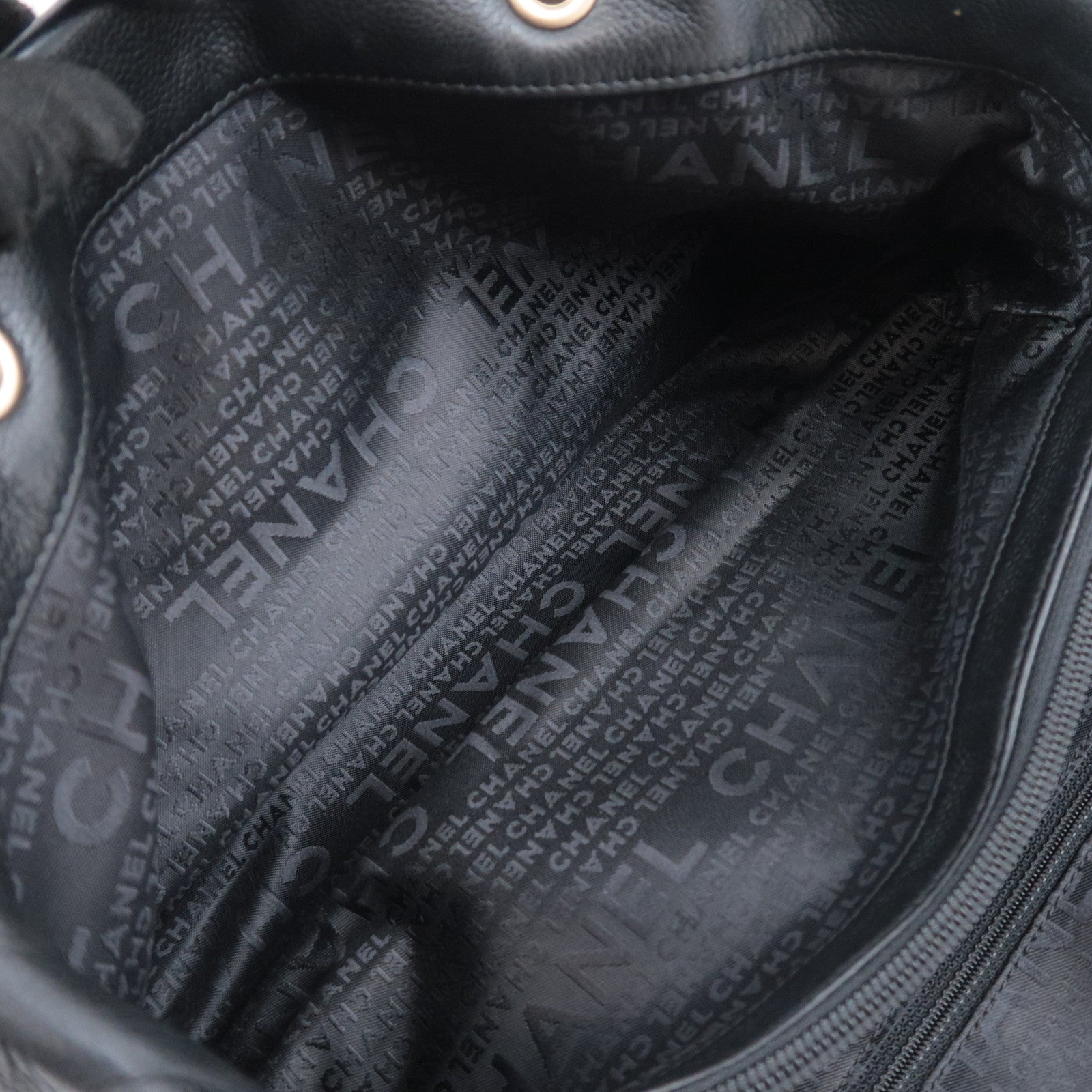 CHANEL Coco Mark Handbag Caviarskin Black