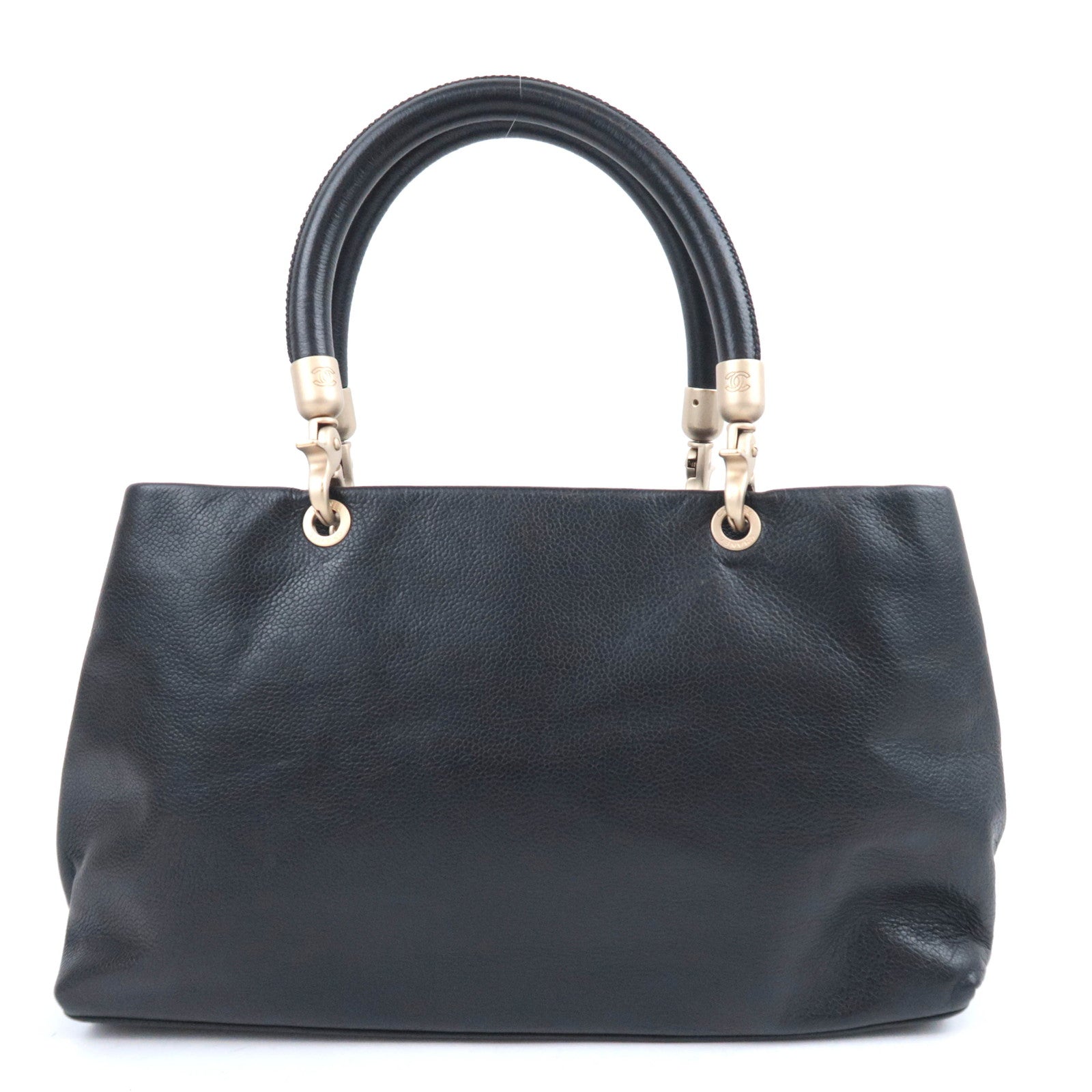 CHANEL Coco Mark Handbag Caviarskin Black