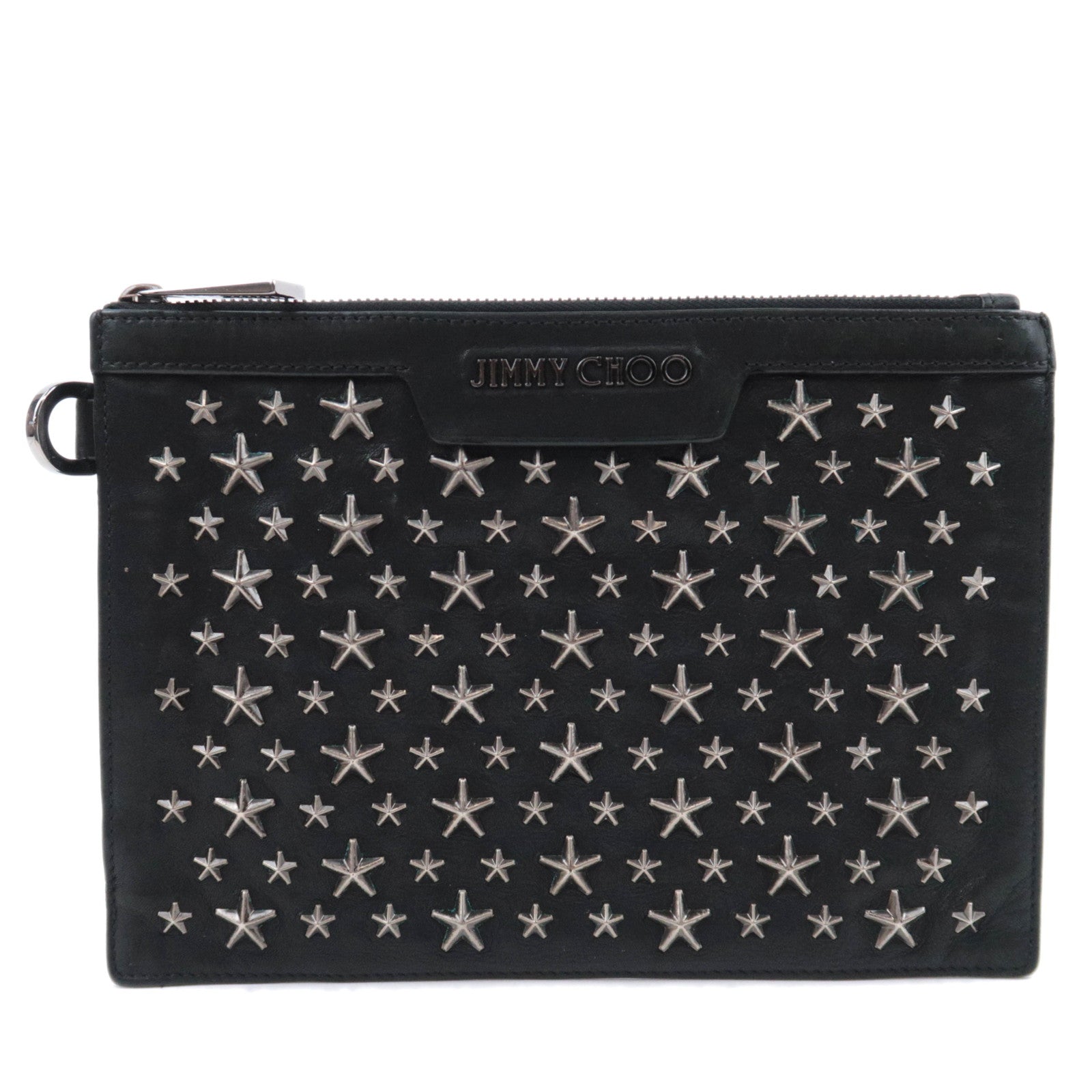 JIMMY CHOO Star Studs Derek Mini Leather Clutch Bag Black91588