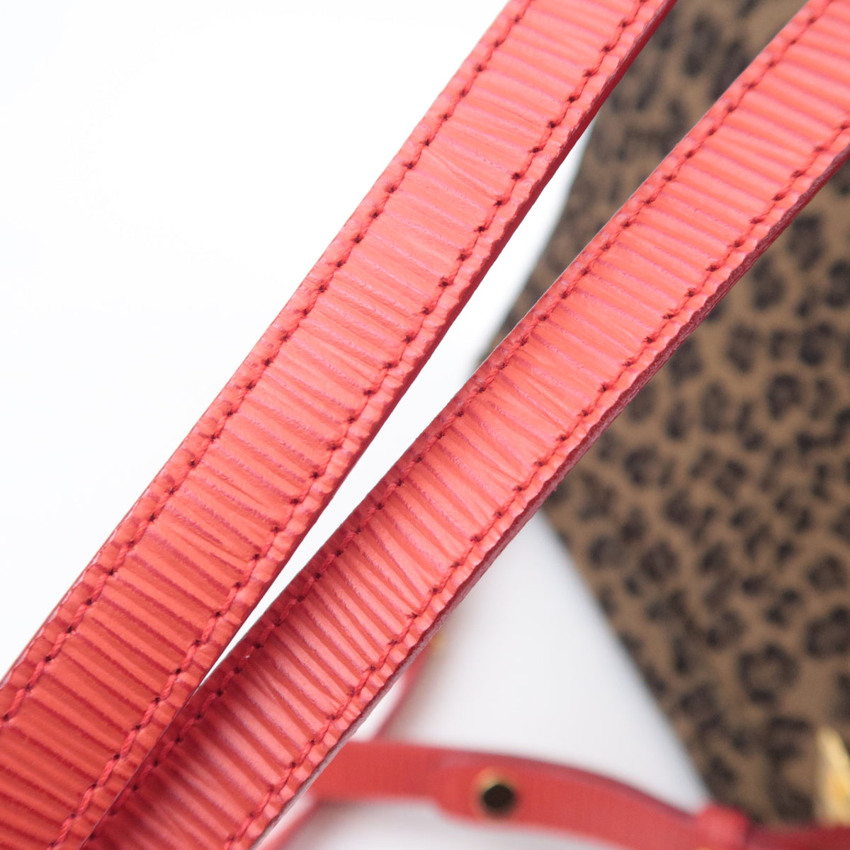 FENDI Leopard Print Canvas Leather Backpack