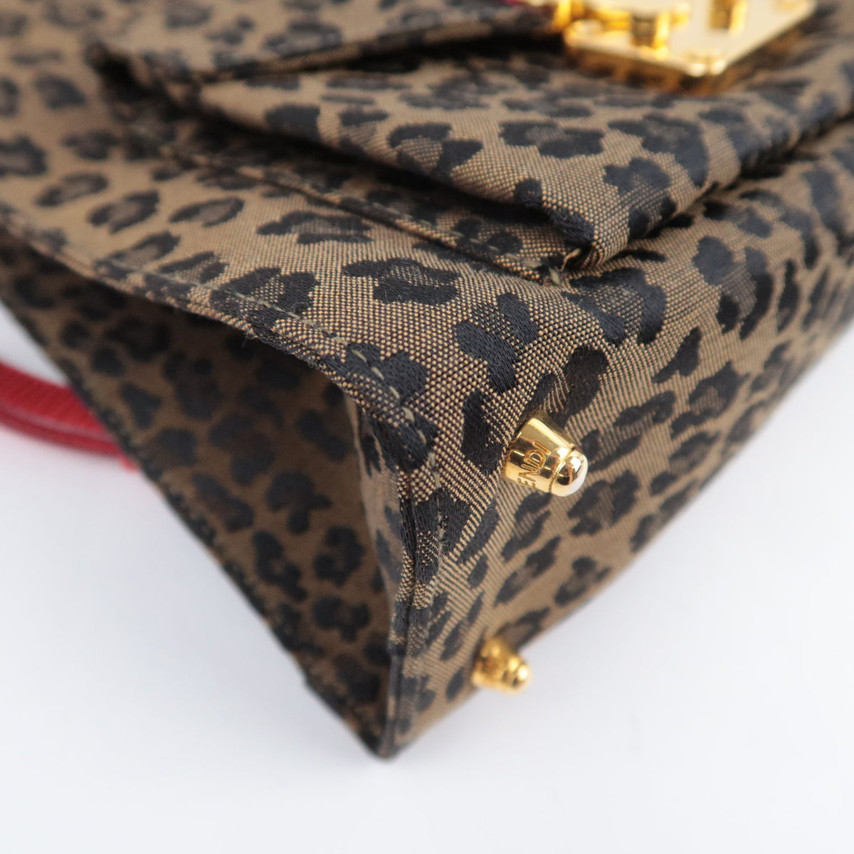 FENDI Leopard Print Canvas Leather Backpack