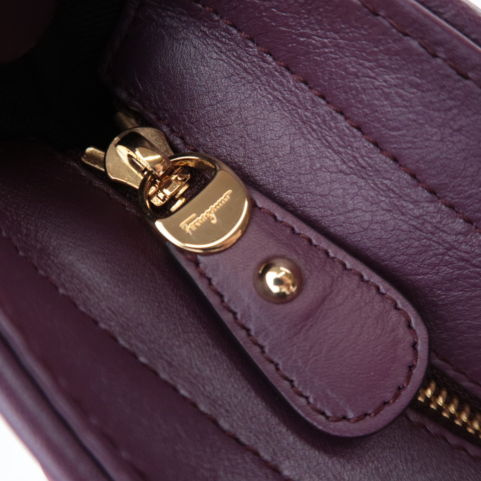 Salvatore Ferragamo Gancini Leopard Nylon Tote Bag Purple Black