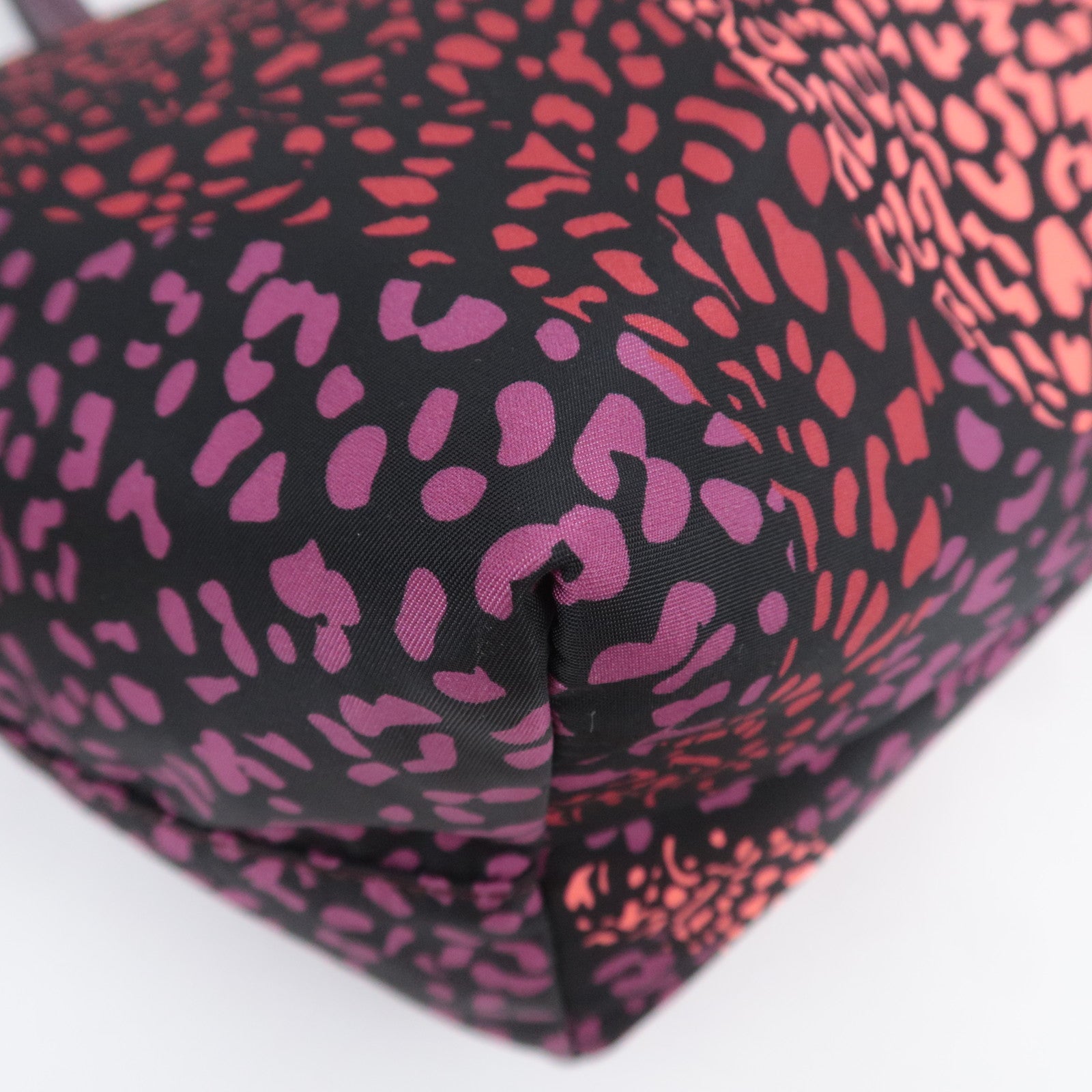 Salvatore Ferragamo Gancini Leopard Nylon Tote Bag Purple Black