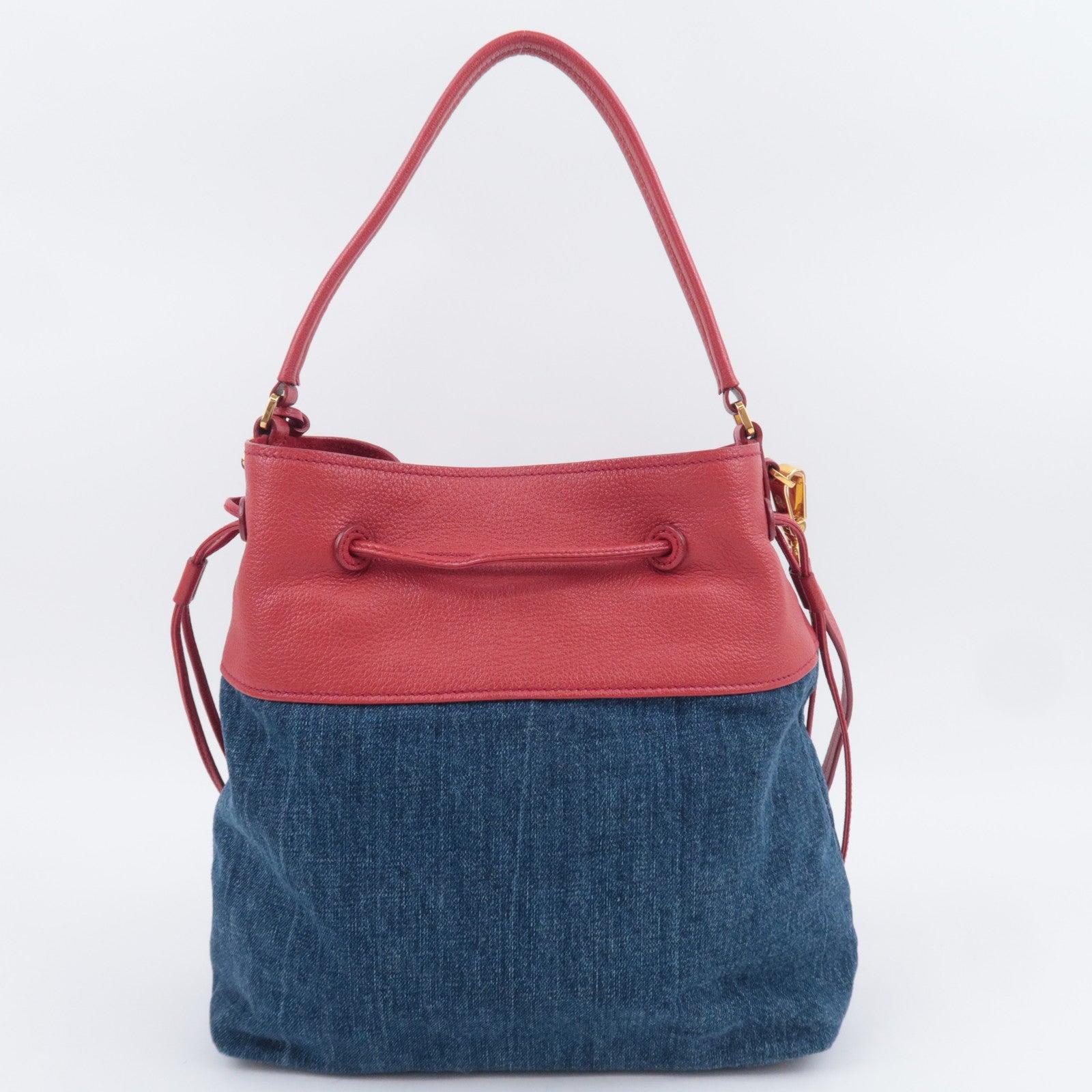 MIU MIU 2Way Denim Shoulder Bag Blue Red RN1129