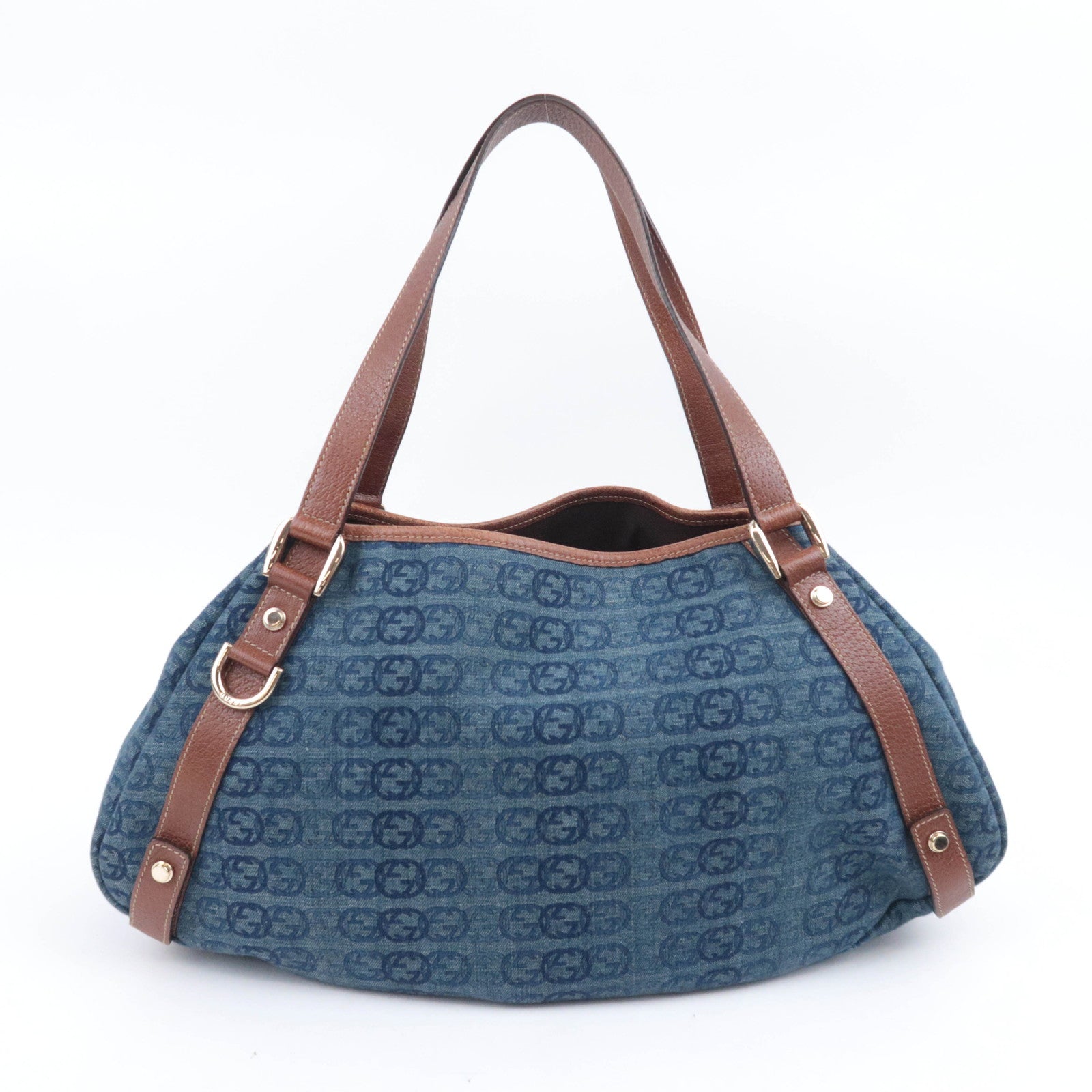 GUCCI Abby Interlocking G Denim Shoulder Bag Blue 130736