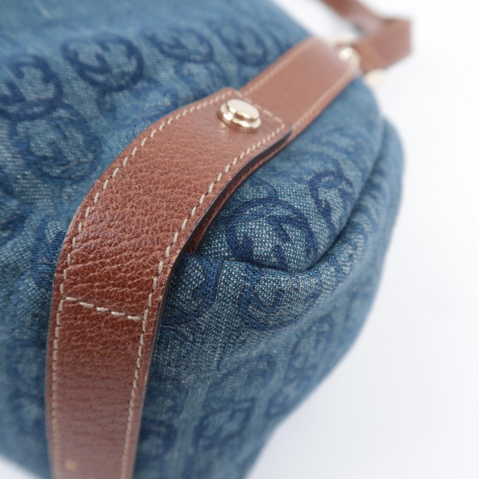 GUCCI Abby Interlocking G Denim Shoulder Bag Blue 130736