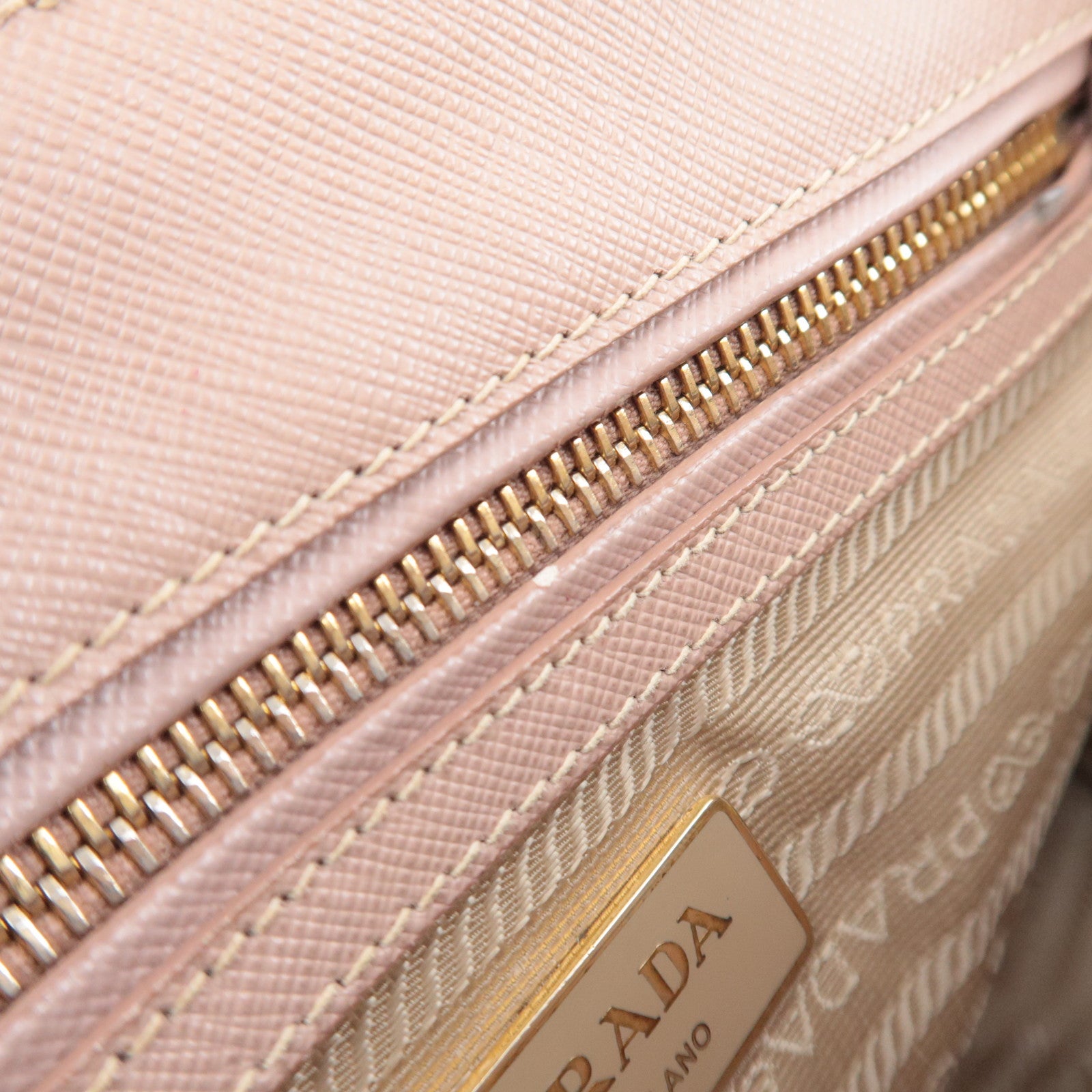 PRADA Galleria Saffiano Leather 2Way Handbag Pink Beige