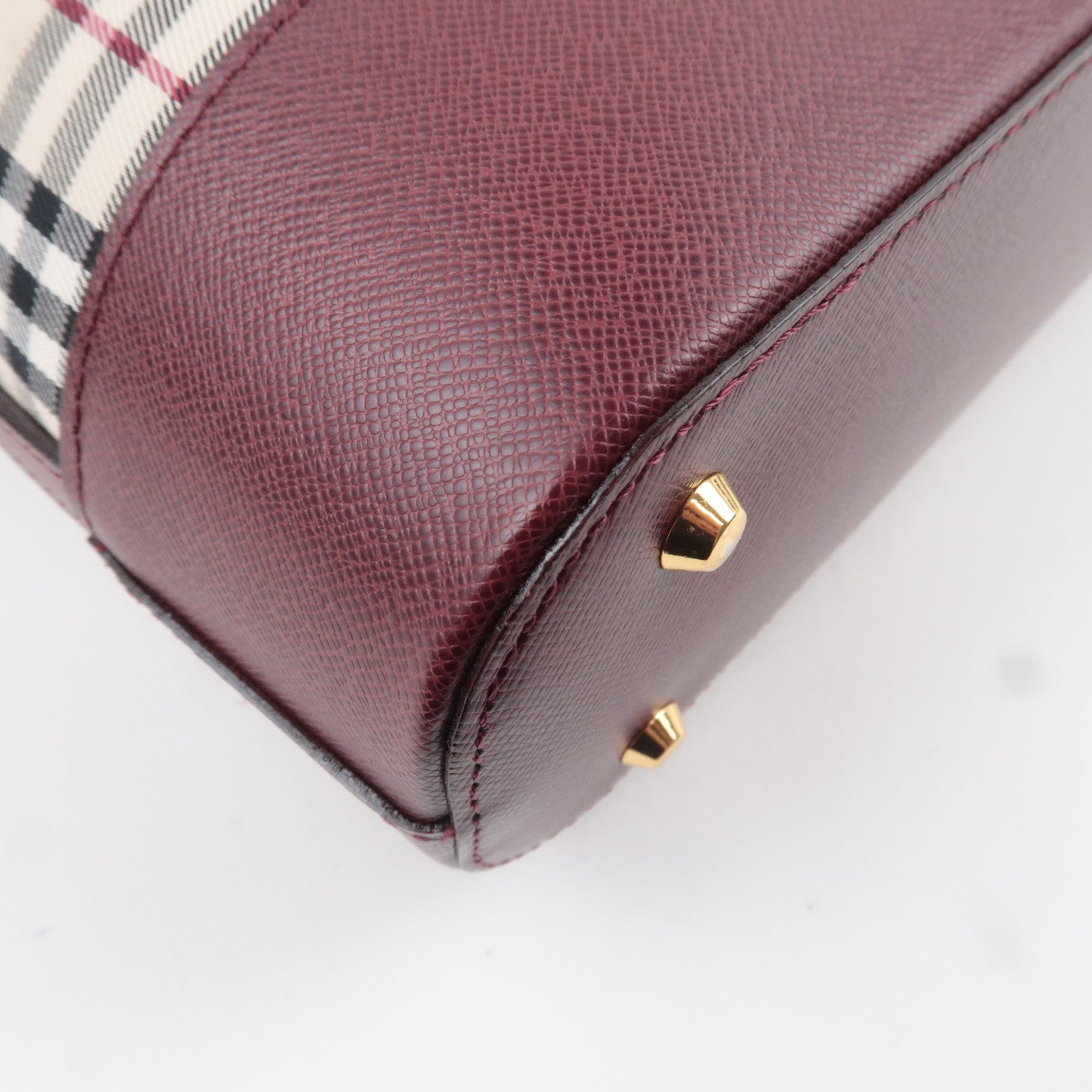 BURBERRY Nova Plaid Canvas Shoulder Bag Bordeaux