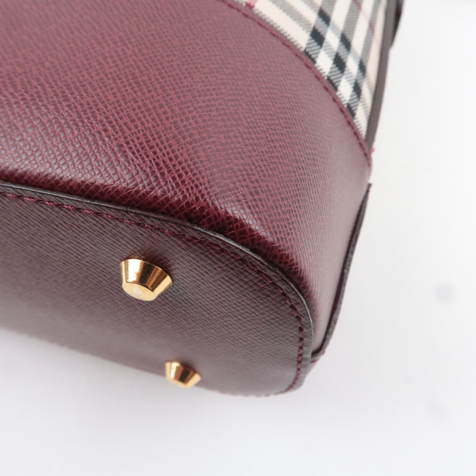 BURBERRY Nova Plaid Canvas Shoulder Bag Bordeaux