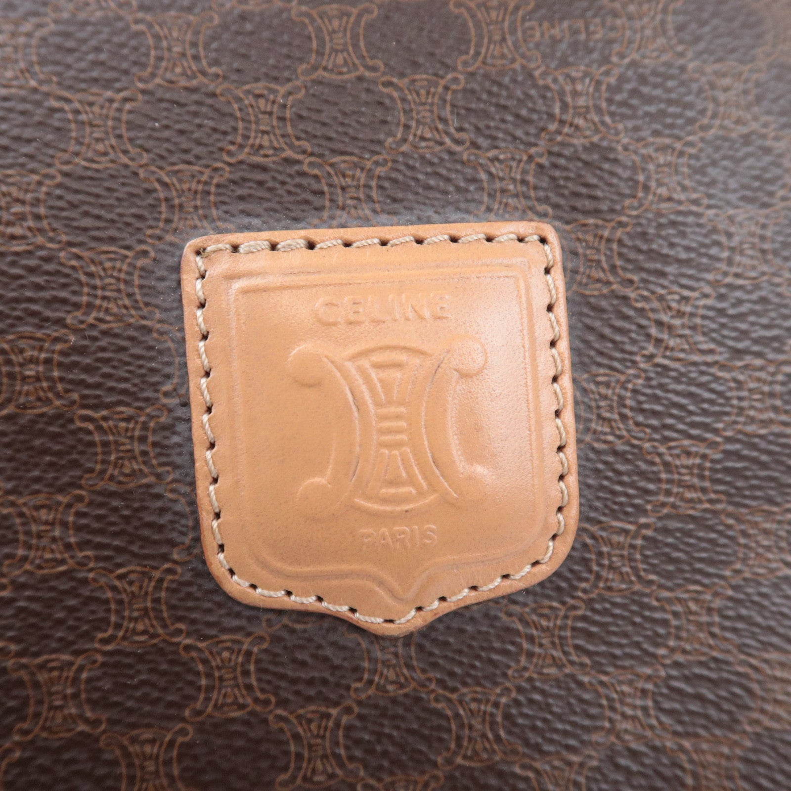CELINE Macadam PVC Leather Boston Bag Brown