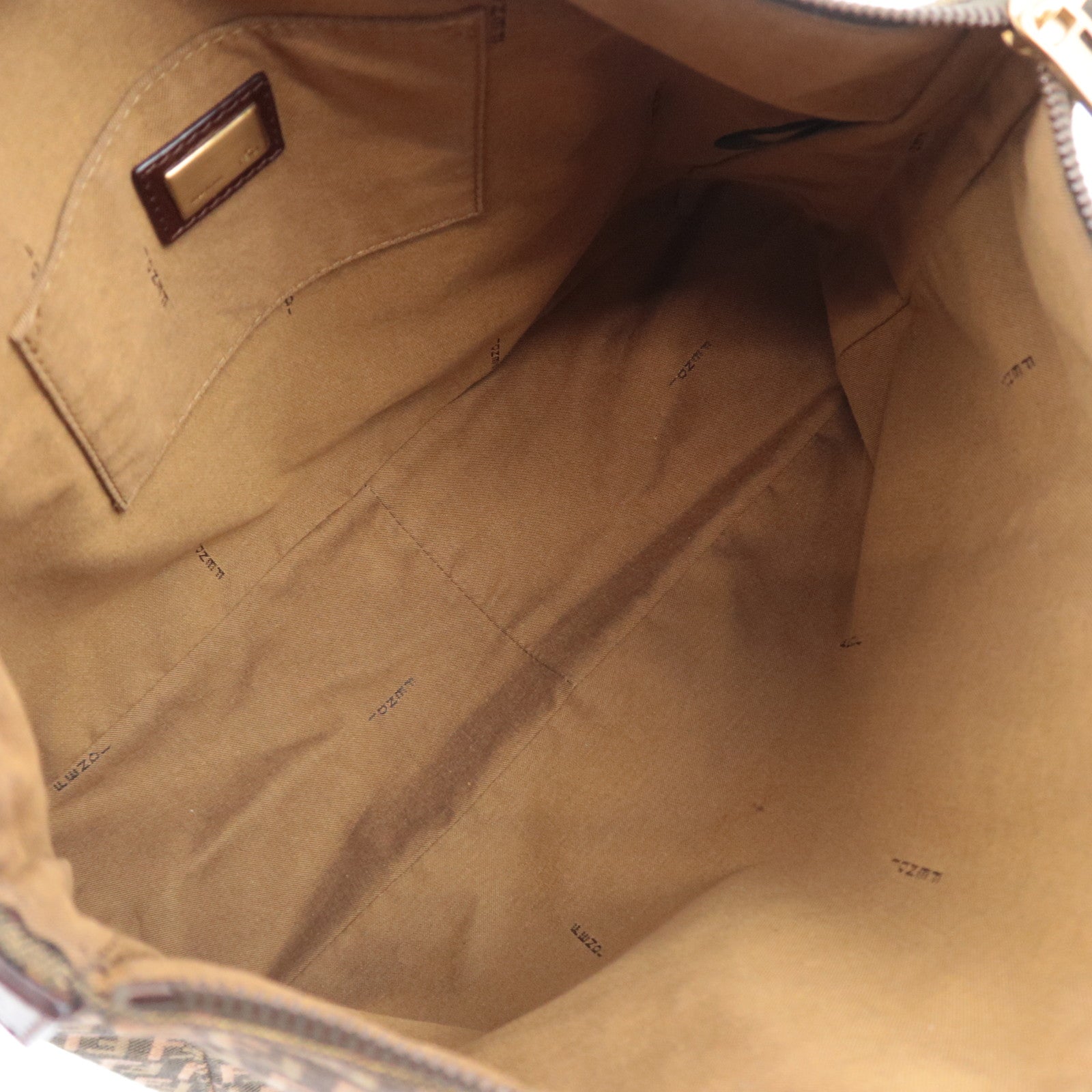 FENDI Zucchino Canvas Leather Handbag Khaki Brown 8BH138