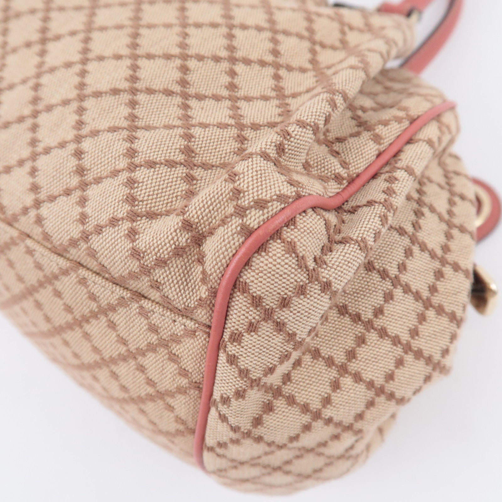 GUCCI Sukey Diamante Canvas Shoulder Bag Beige Pink 223974