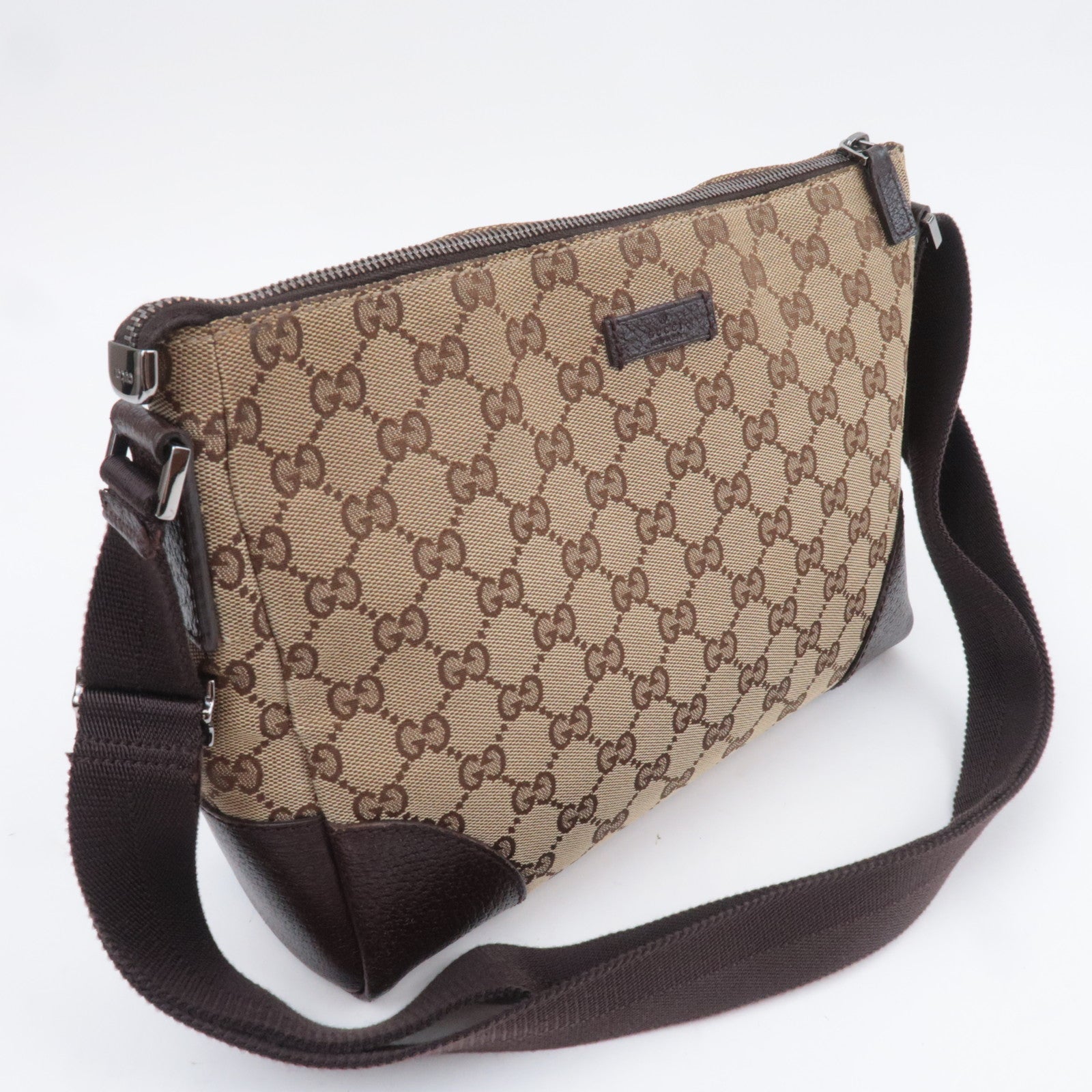 GUCCI GG Canvas Shoulder Bag Beige 114273
