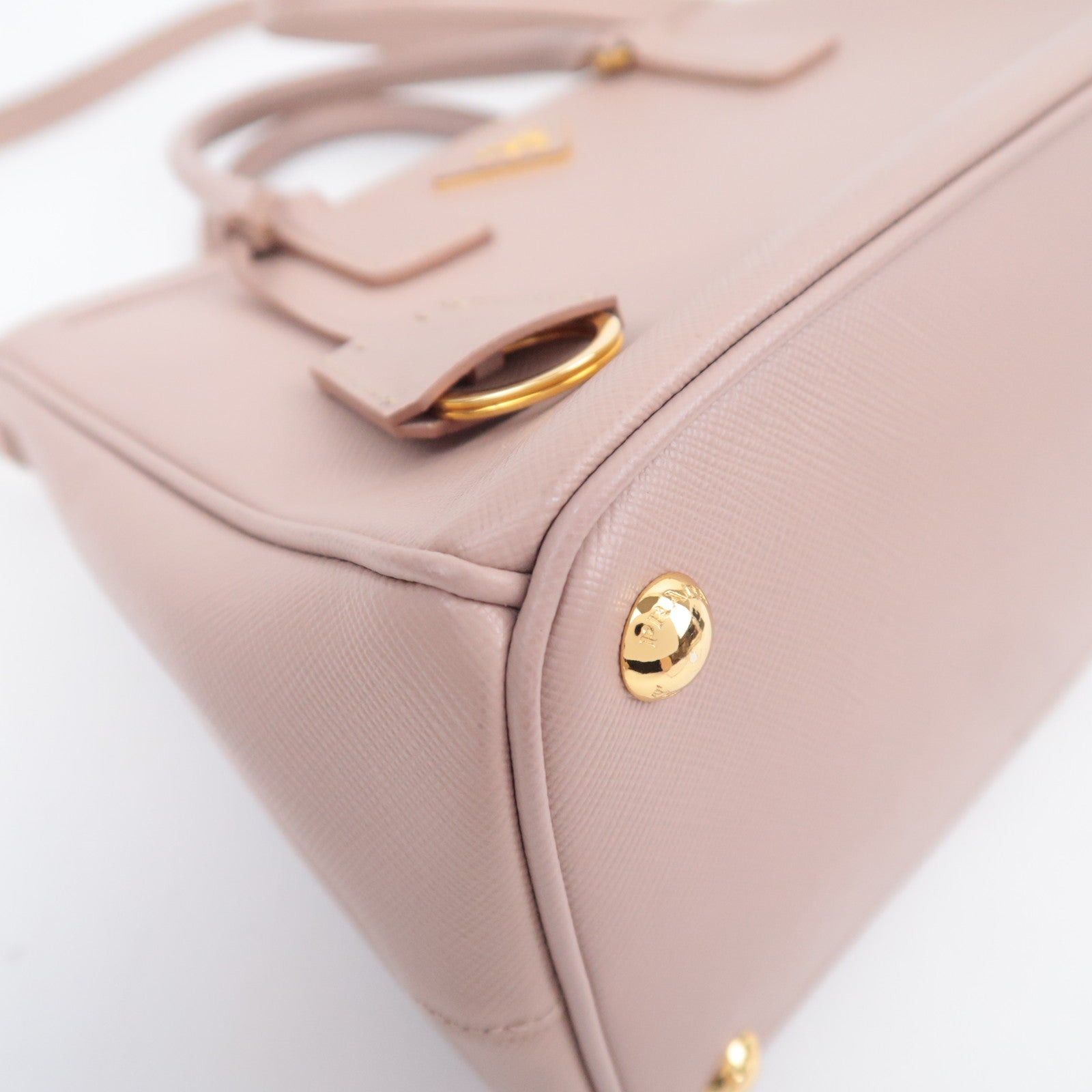 PRADA Galleria Saffiano 2Way Leather Handbag Pink Beige BN1801