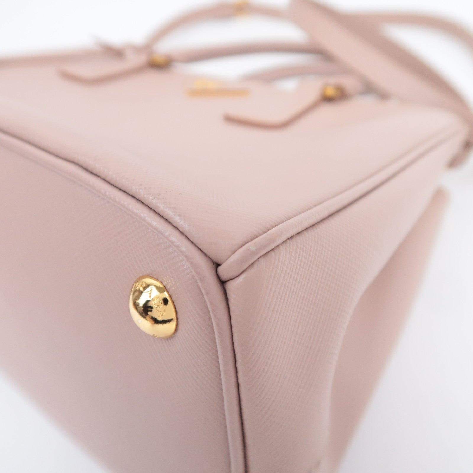 PRADA Galleria Saffiano 2Way Leather Handbag Pink Beige BN1801