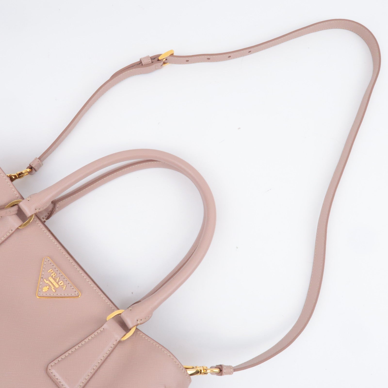PRADA Galleria Saffiano 2Way Handbag Pink Beige