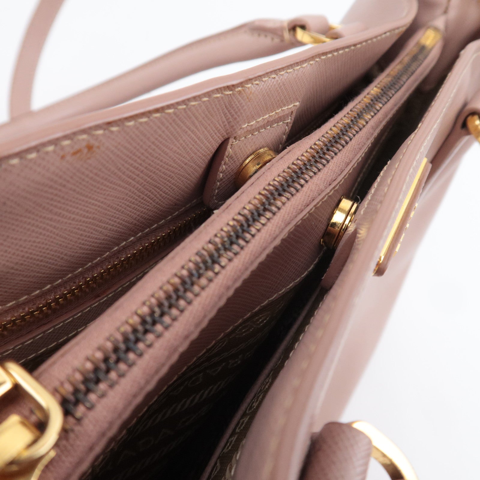 PRADA Galleria Saffiano 2Way Handbag Pink Beige