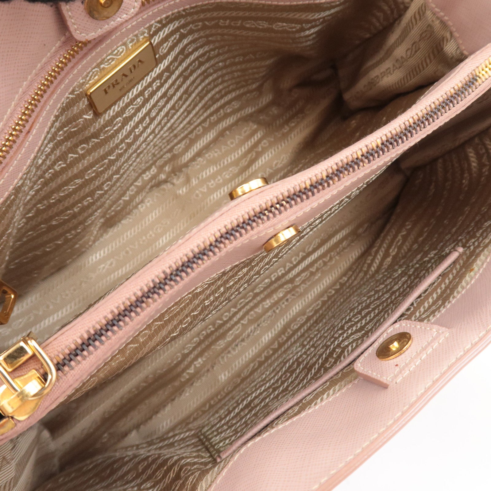 PRADA Galleria Saffiano 2Way Handbag Pink Beige