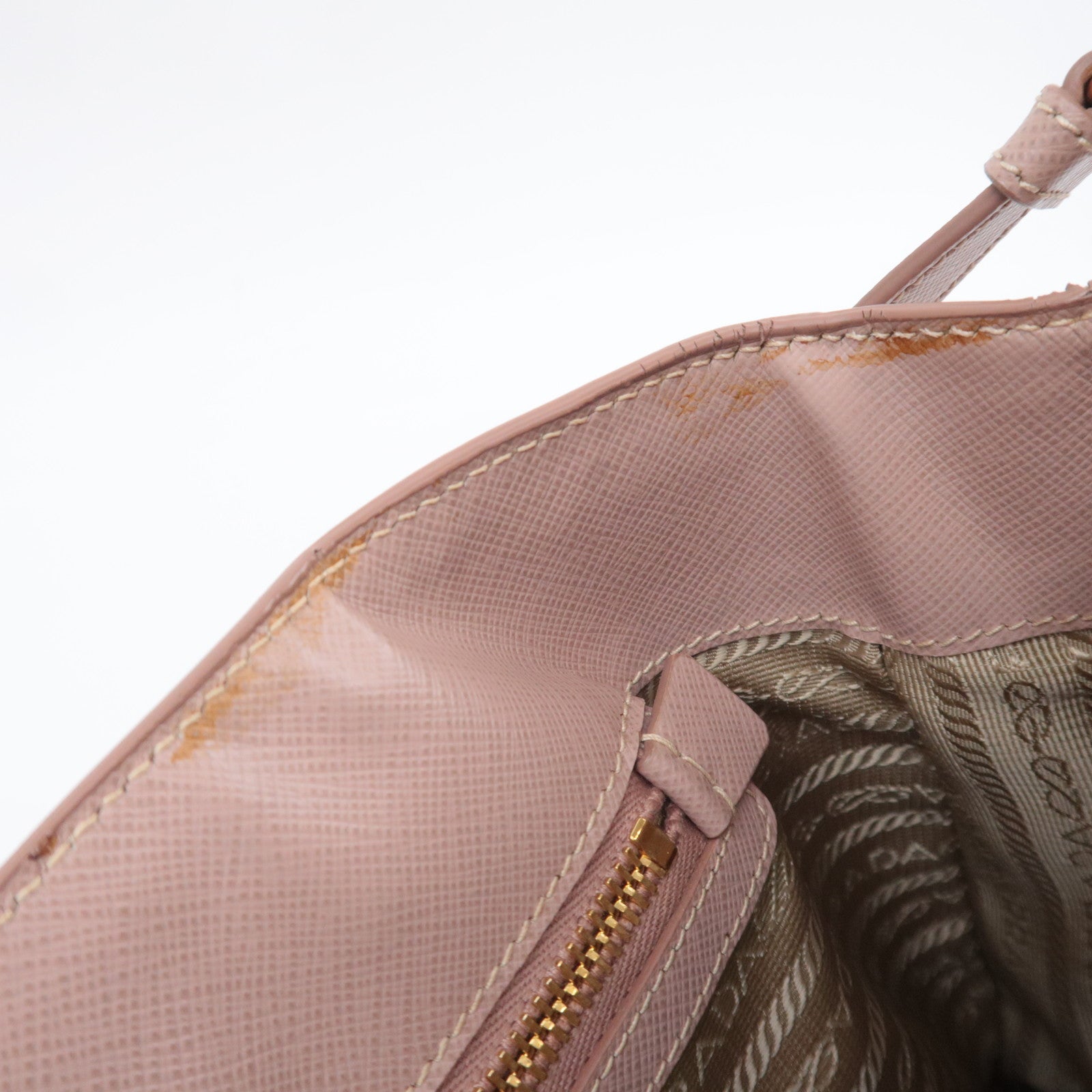 PRADA Galleria Saffiano 2Way Handbag Pink Beige