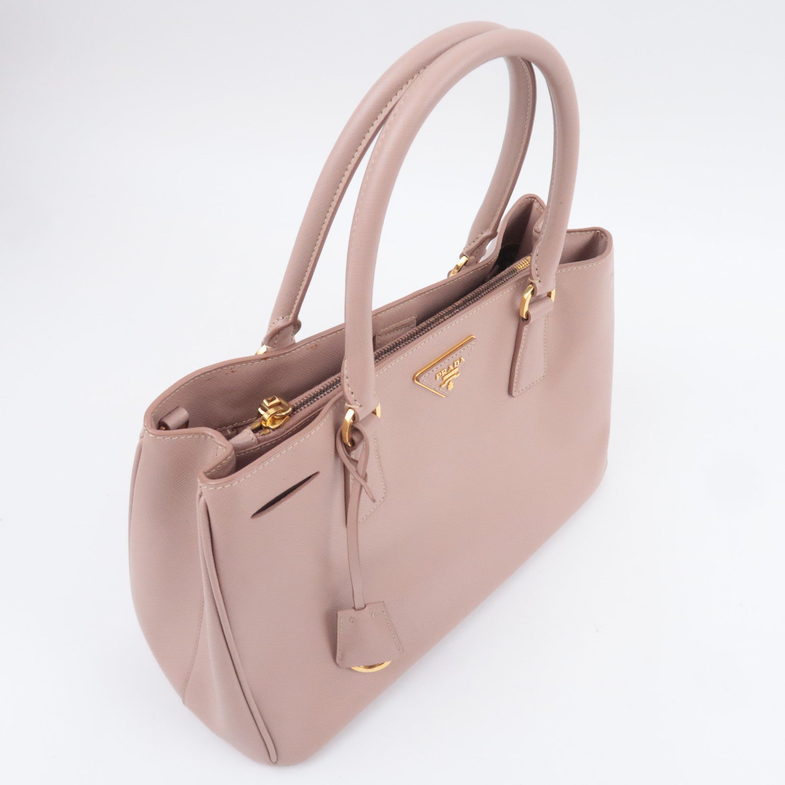 PRADA Galleria Saffiano 2Way Handbag Pink Beige