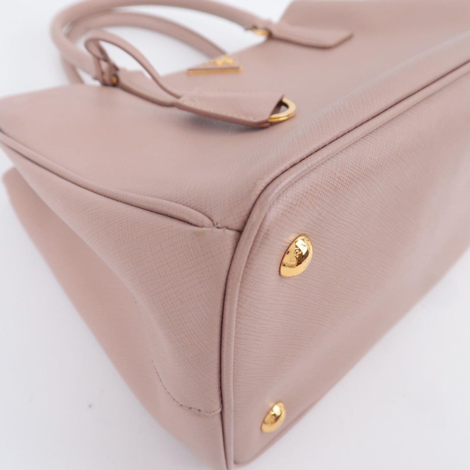 PRADA Galleria Saffiano 2Way Handbag Pink Beige