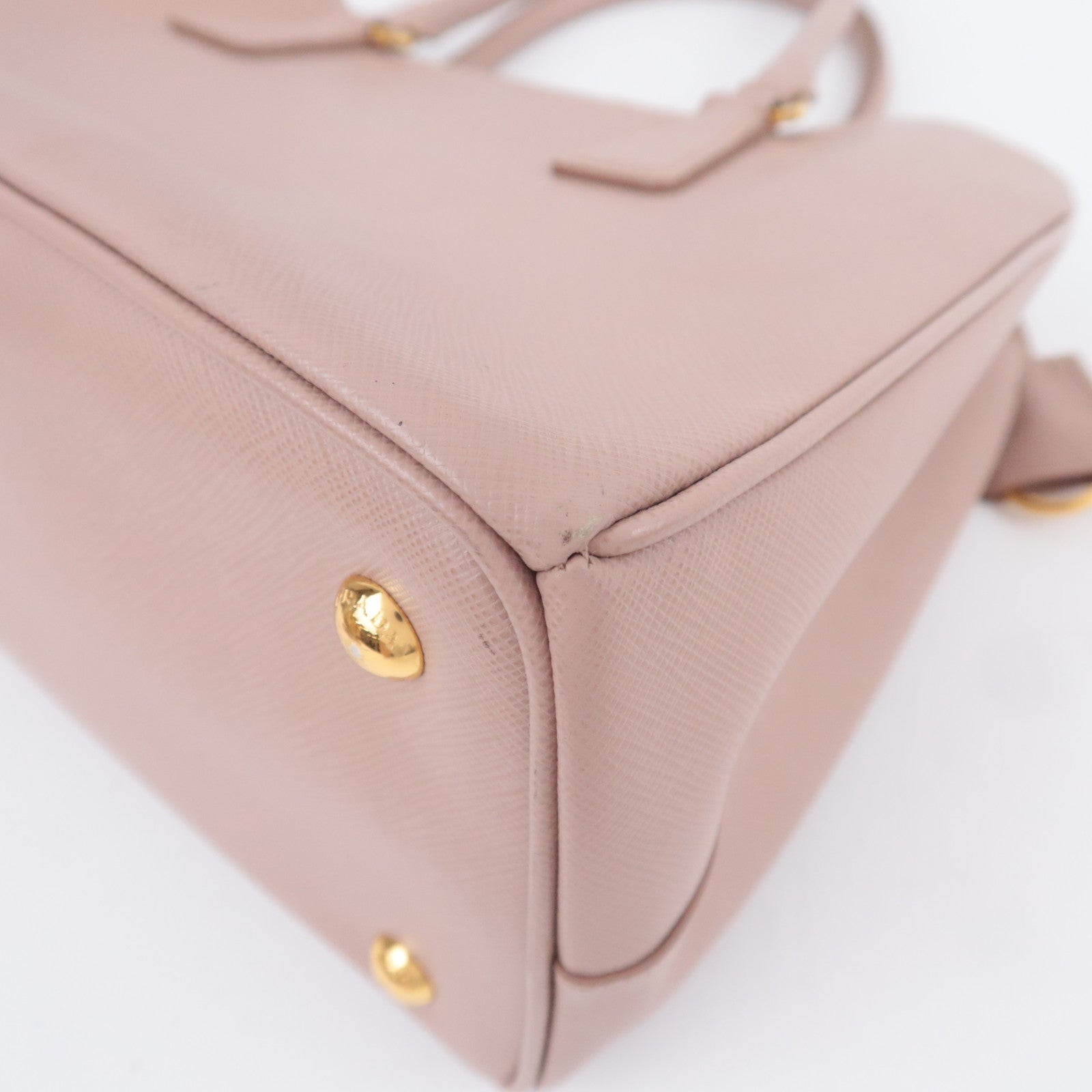 PRADA Galleria Saffiano 2Way Handbag Pink Beige