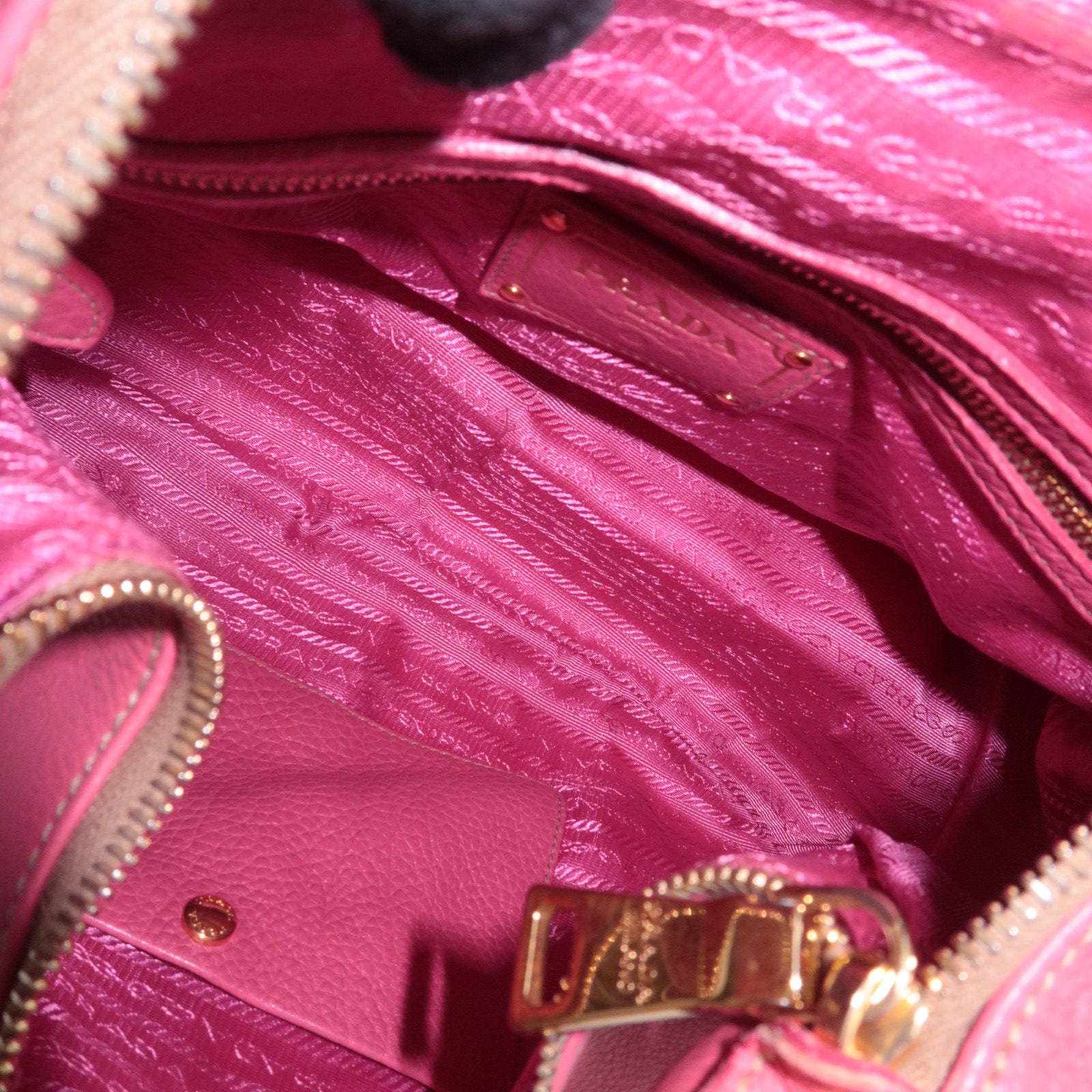 PRADA Leather Shoulder Bag Pink