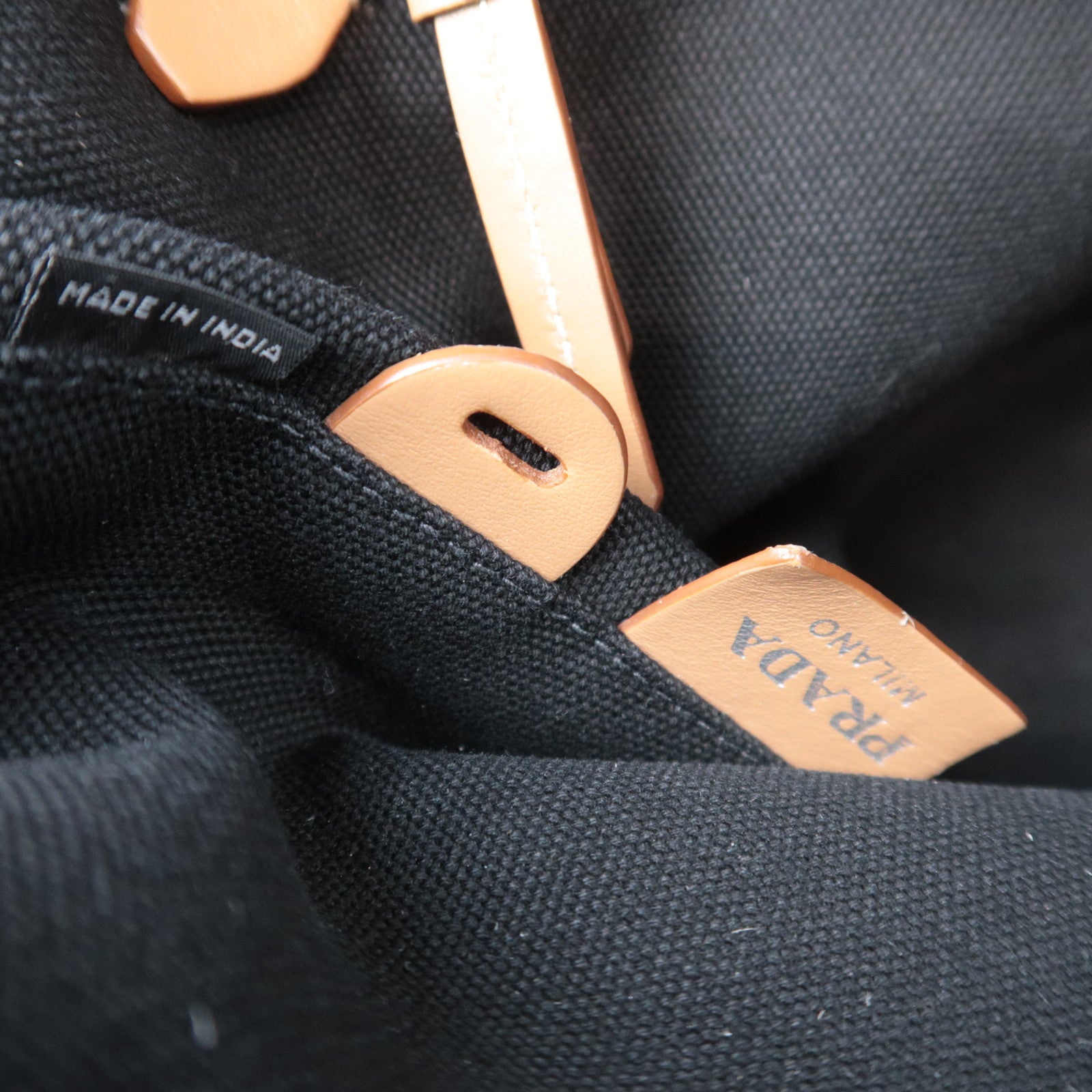 PRADA Canapa Bucket Canvas Tote Bag Black