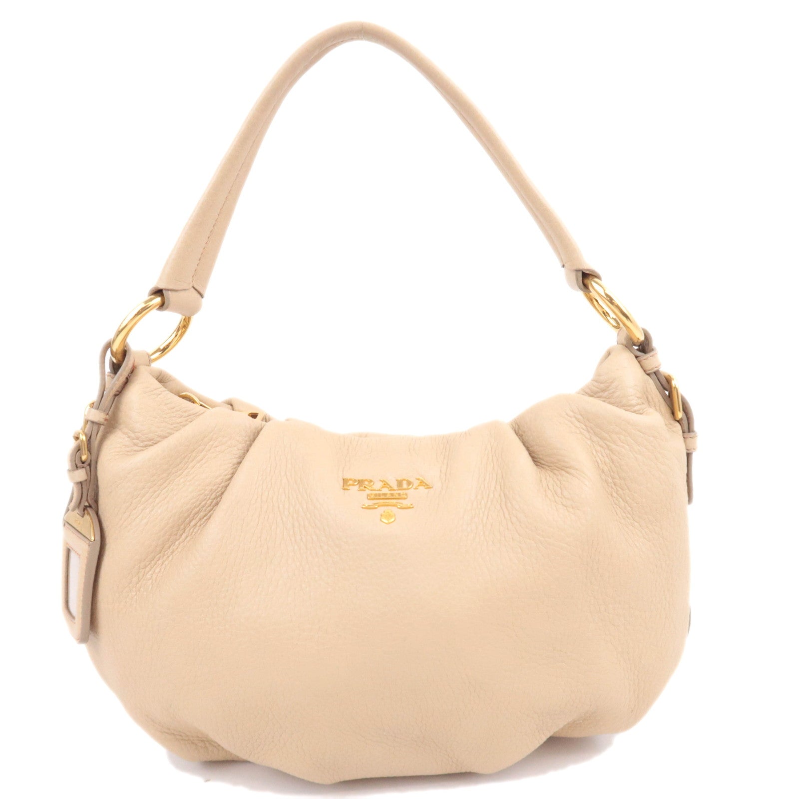 PRADA Leather Shoulder Bag Beige BR407091639