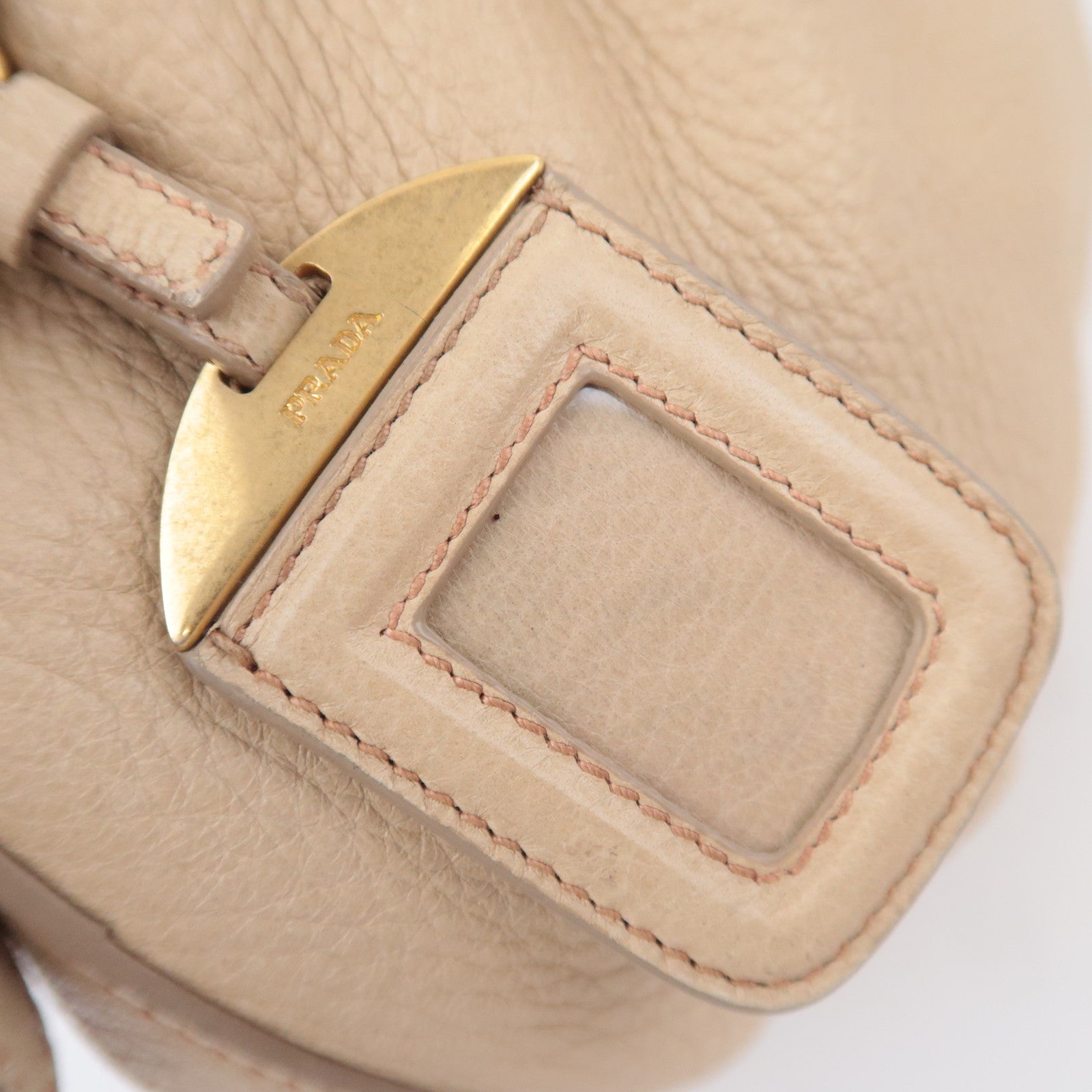 PRADA Leather Shoulder Bag Beige BR4070