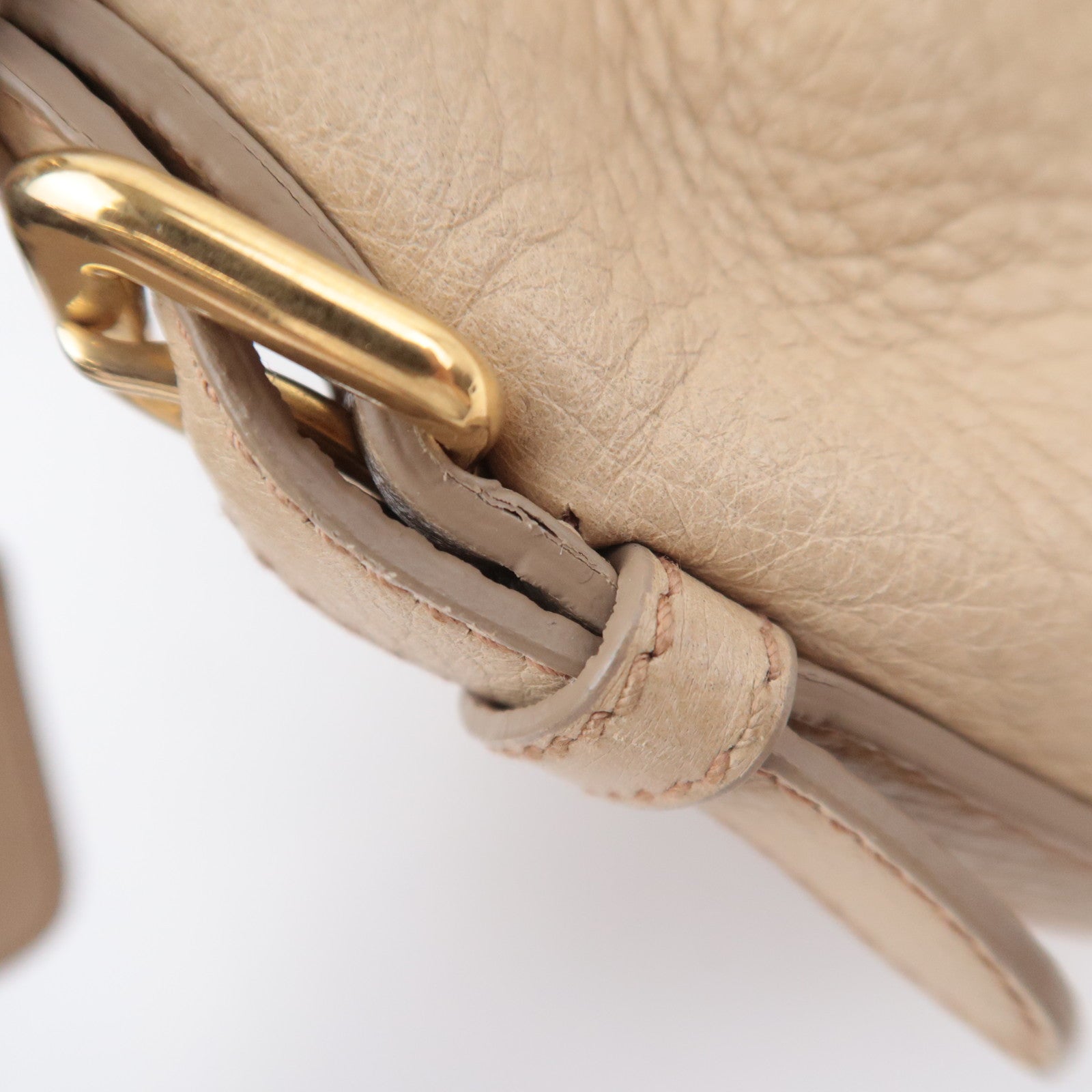 PRADA Leather Shoulder Bag Beige BR4070