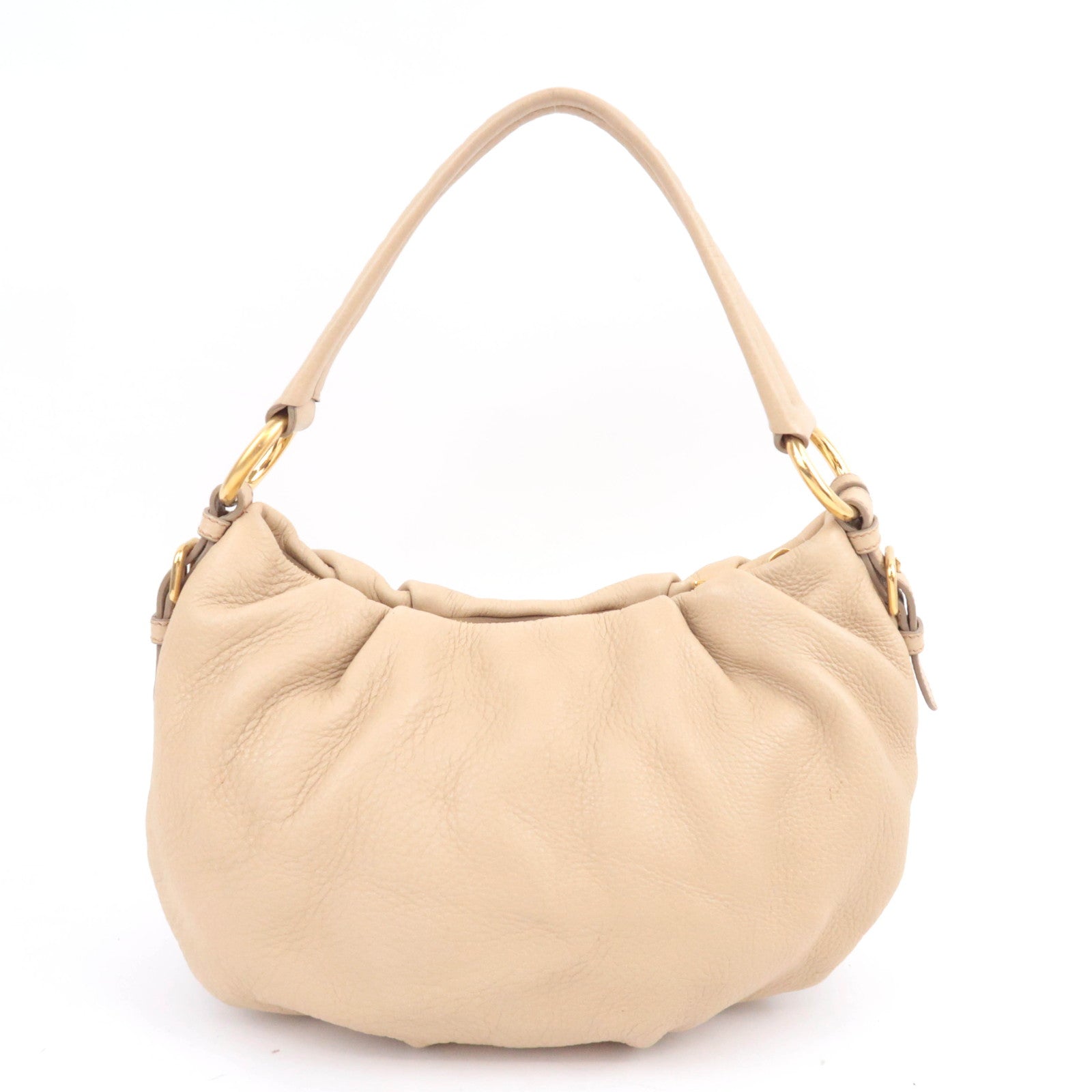 PRADA Leather Shoulder Bag Beige BR4070