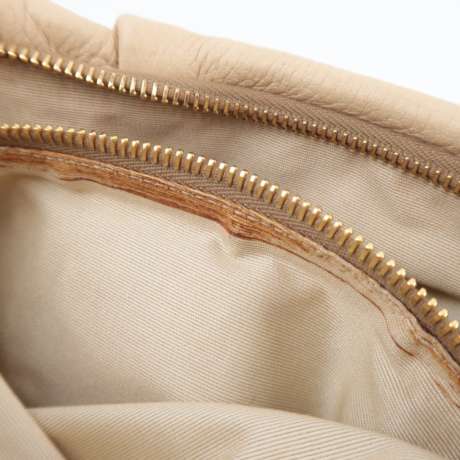 PRADA Leather Shoulder Bag Beige BR4070