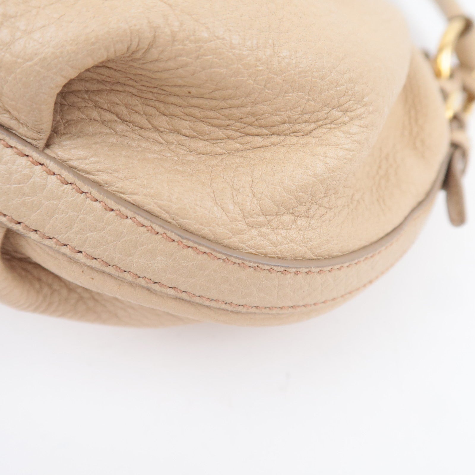 PRADA Leather Shoulder Bag Beige BR4070