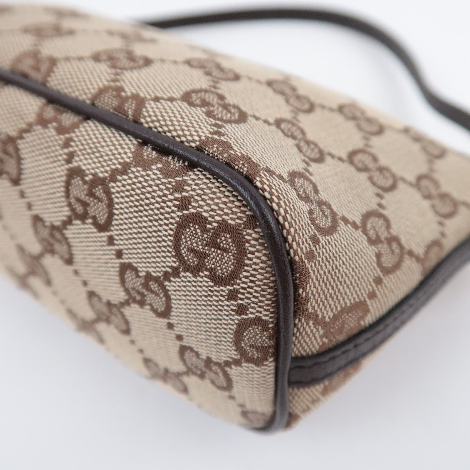 GUCCI Boat Bag GG Canvas Handbag Brown 07198