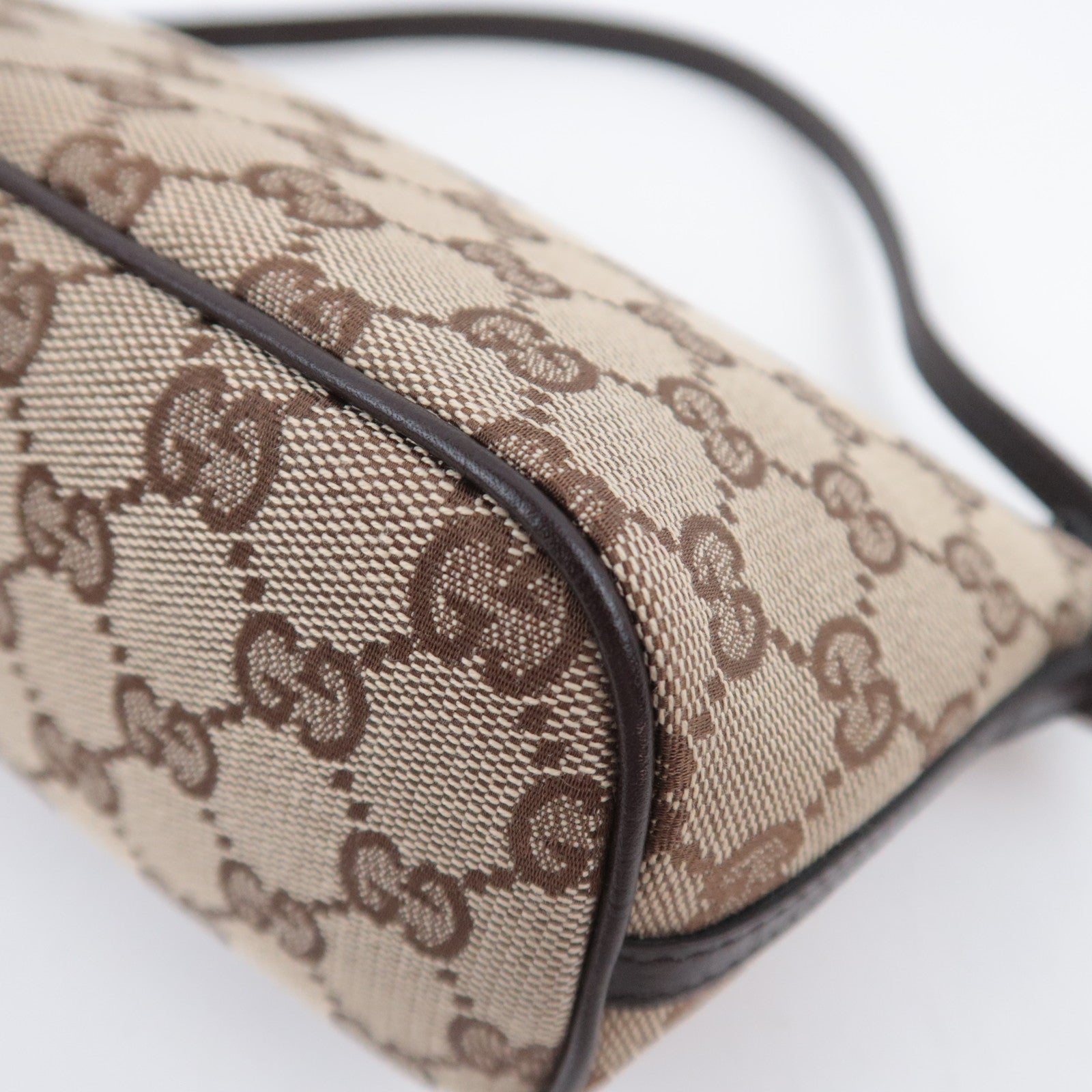 GUCCI Boat Bag GG Canvas Handbag Brown 07198