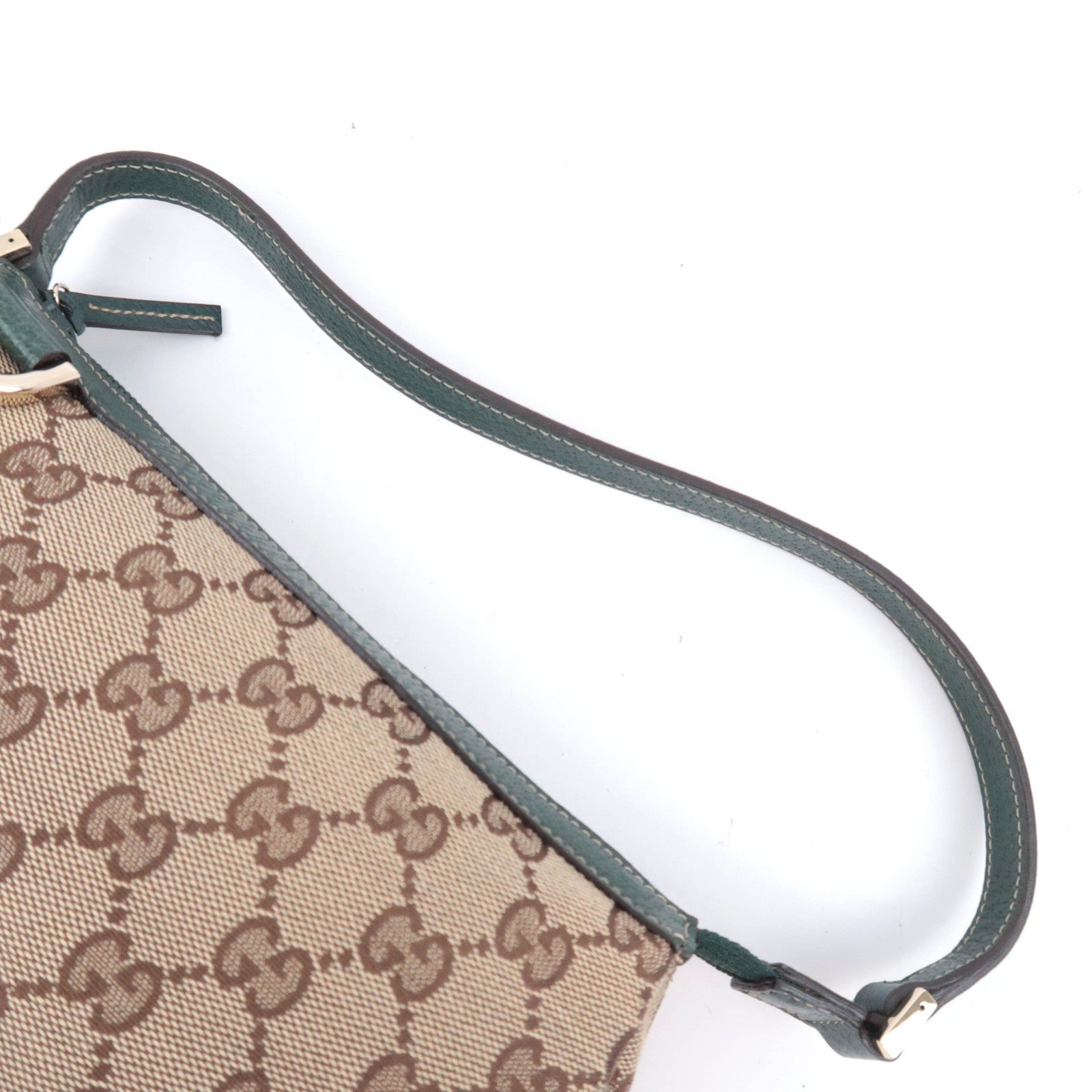 GUCCI Abby GG Canvas Handbag Beige Green 145750